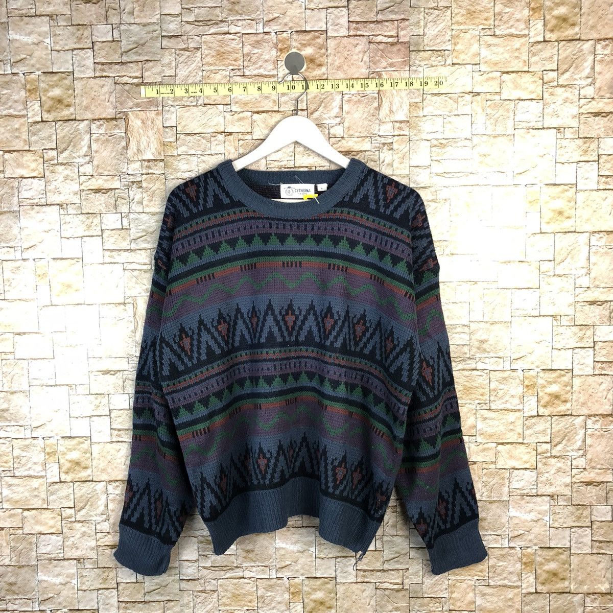 Homespun Knitwear Lythema vintage art sweatshirt Blue Knitwear #A1094 Size US L / EU 52-54 / 3 - 2 Thumbnail