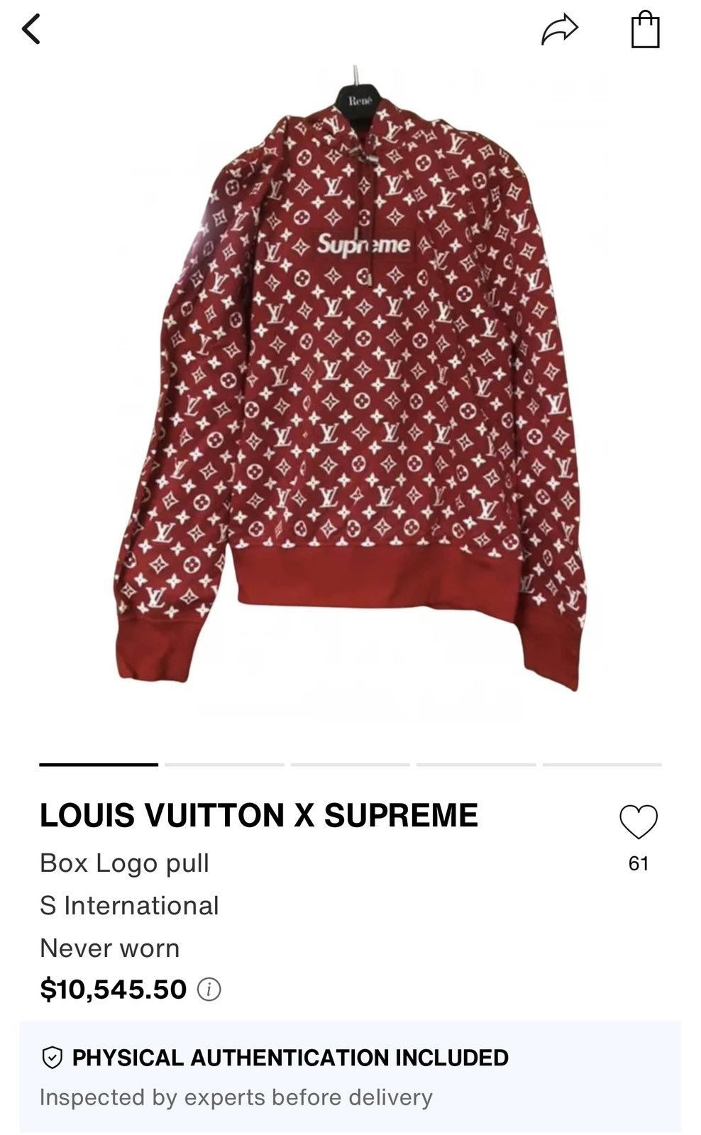 Costo felpa fashion louis vuitton x supreme