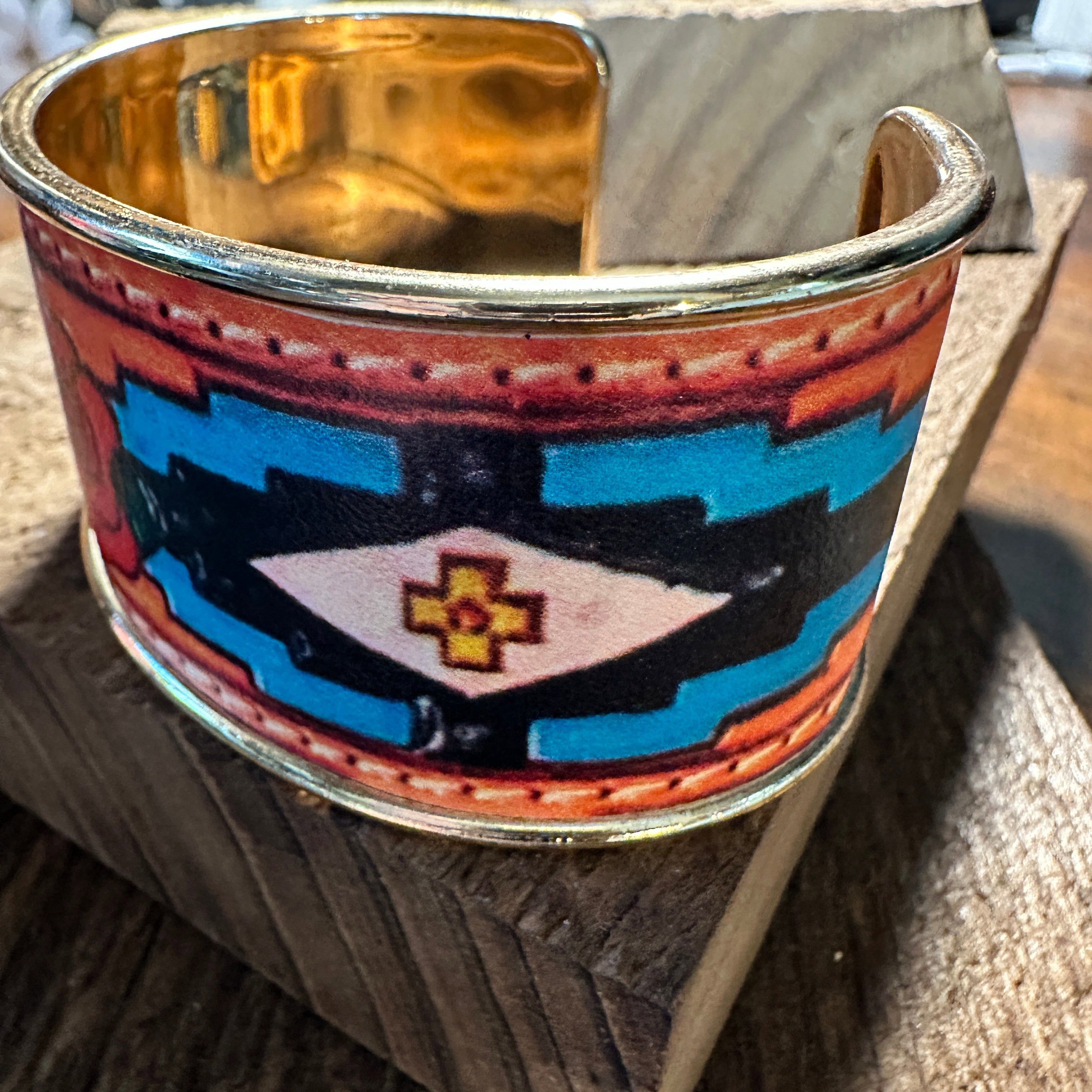 Other Boho Native American Rose Wide Cuff Bangle Bracelet, Floral Size ONE SIZE - 5 Thumbnail