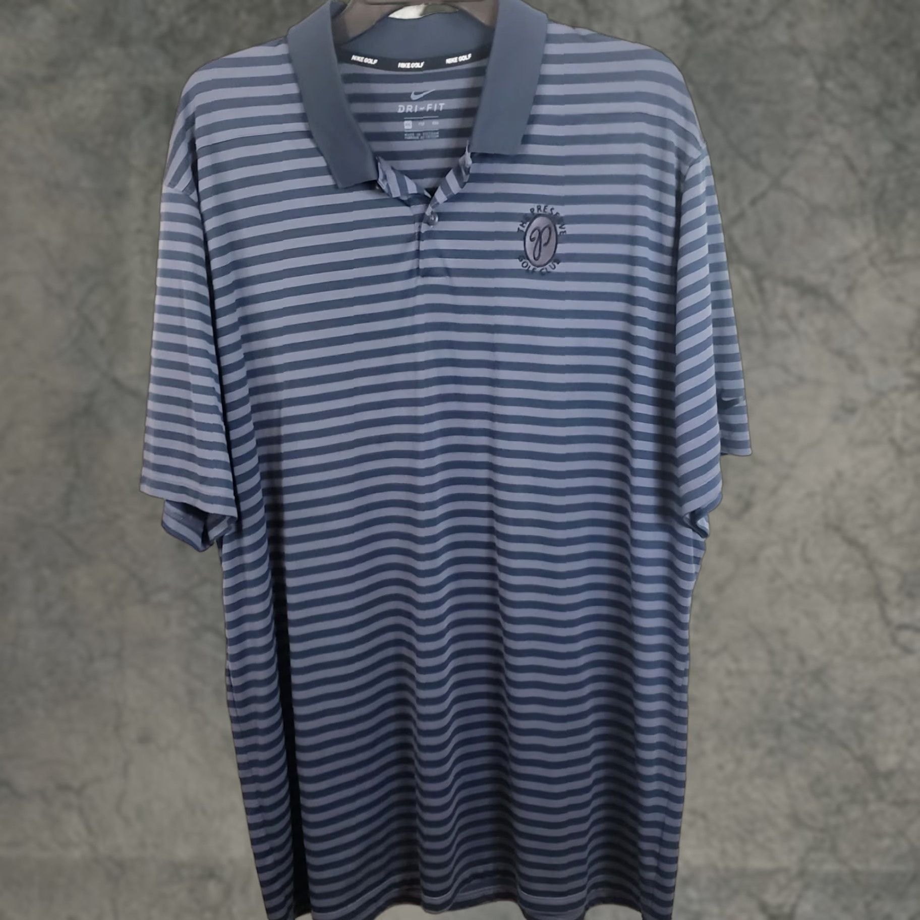 Nike Nike Golf Polo Shirt Mens 2XL Blue Gray Striped Swoosh Dri-Fit Logo Polo Shirt Golf Tee Regular Short Sleeve Mens Size US XXL / EU 58 / 5 - 1 Thumbnail