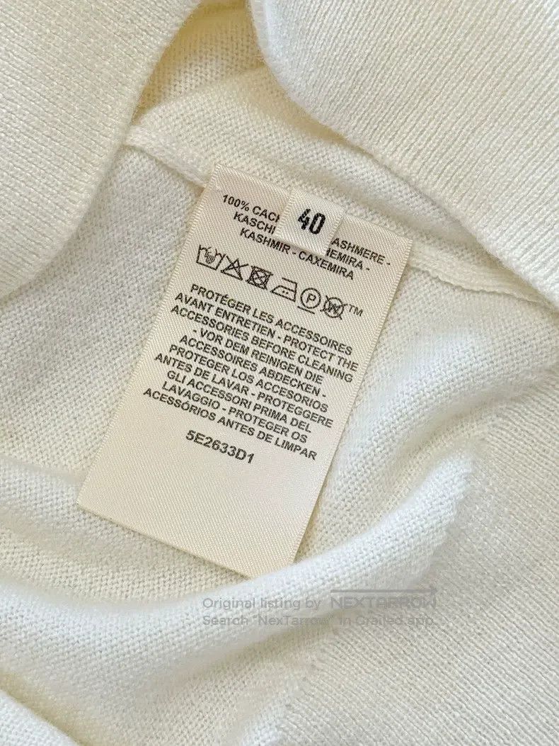 Hermes Hermes Ivory Short Sleeve Knit, 100% Cashmere Size S / US 4 / IT 40 - 8 Thumbnail