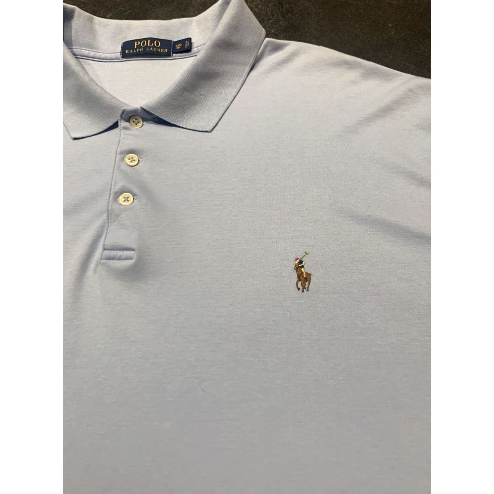 Ralph Lauren Ralph Lauren Polo Golf Shirt Mens 3XB Big & Tall Short Sleeve Cotton Knit Blue Solid Embroidered Logo Pony Vintage: No Size US XXL / EU 58 / 5 - 4 Thumbnail