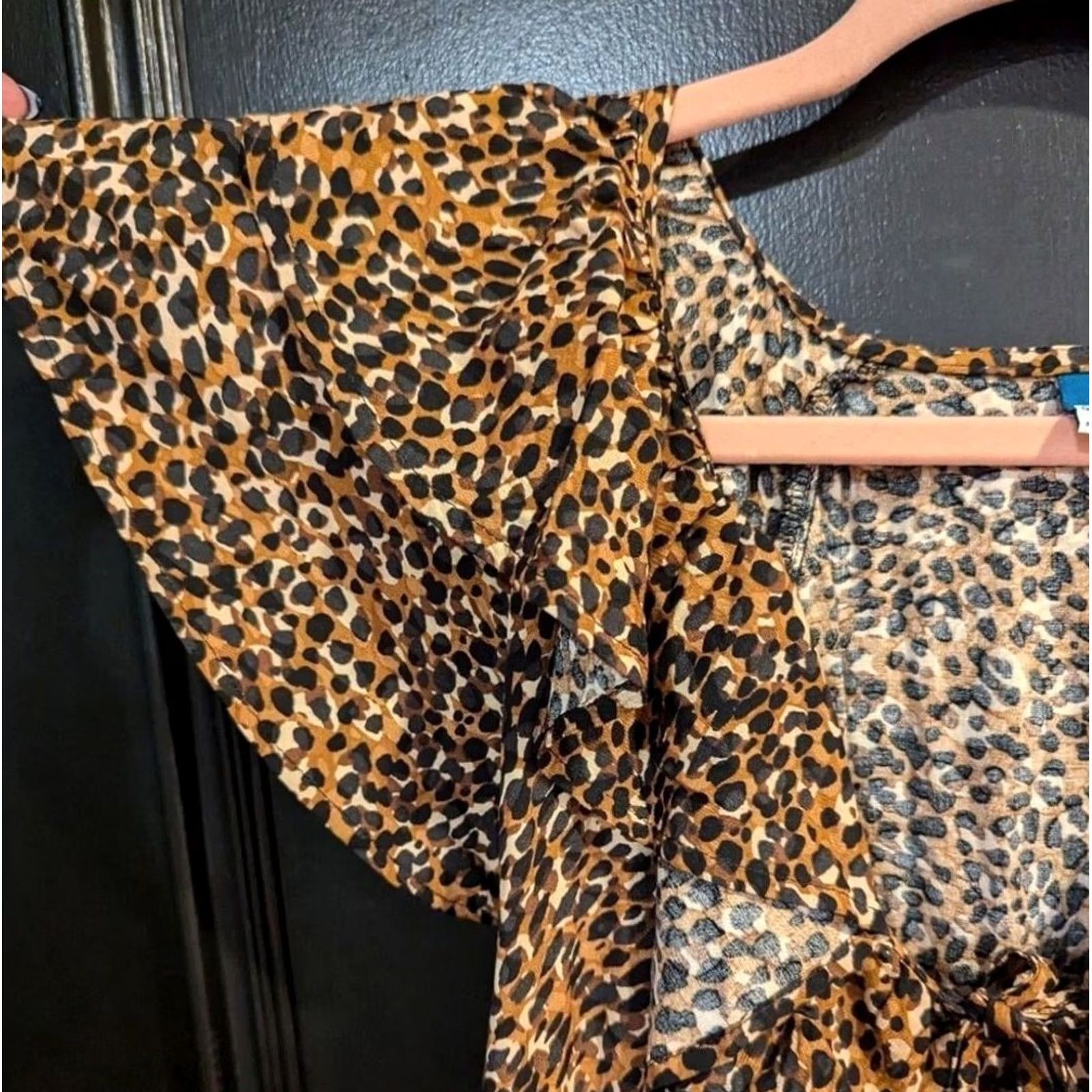 Old Navy Old Navy Leopard Print Ruffle V-Neck Flutter Sleeve Tiered Dress Sz L Mobwife Size L / US 10 / IT 46 - 5 Thumbnail