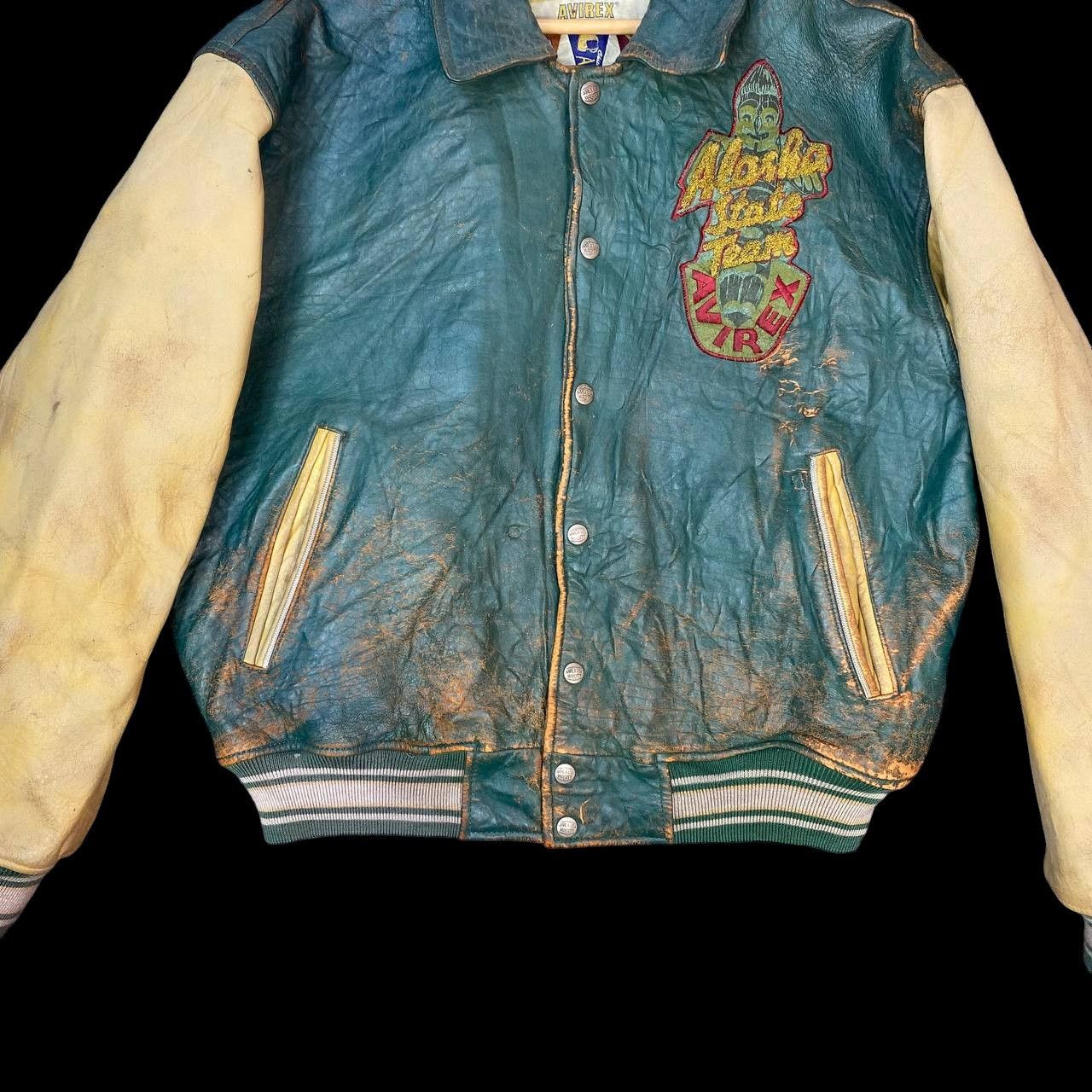 Avirex RARE AVIREX VARSITY TRASHED LEATHER ALASKIAN WIND BEAR Size US M / EU 48-50 / 2 - 11 Thumbnail