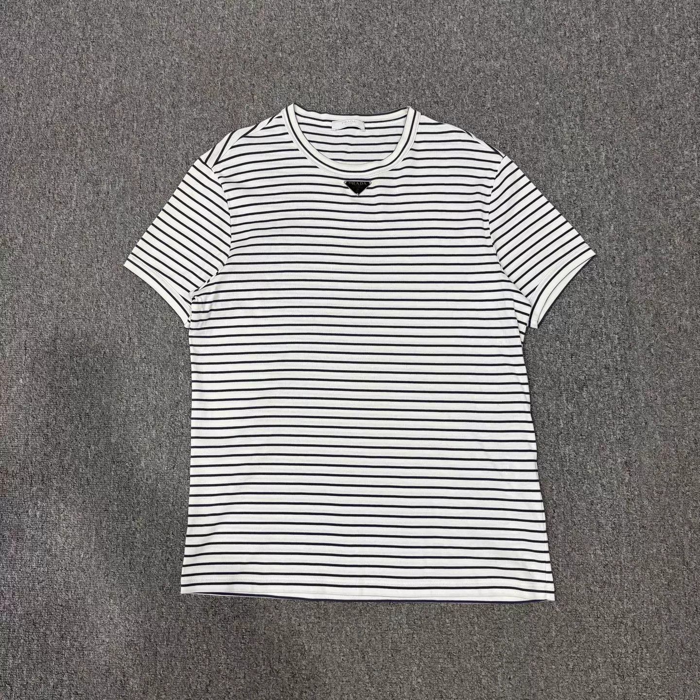 Prada Prada Striped Triangle Logo SS Tee XL 99New Size XL / US 12-14 / IT 48-50 - 1 Thumbnail