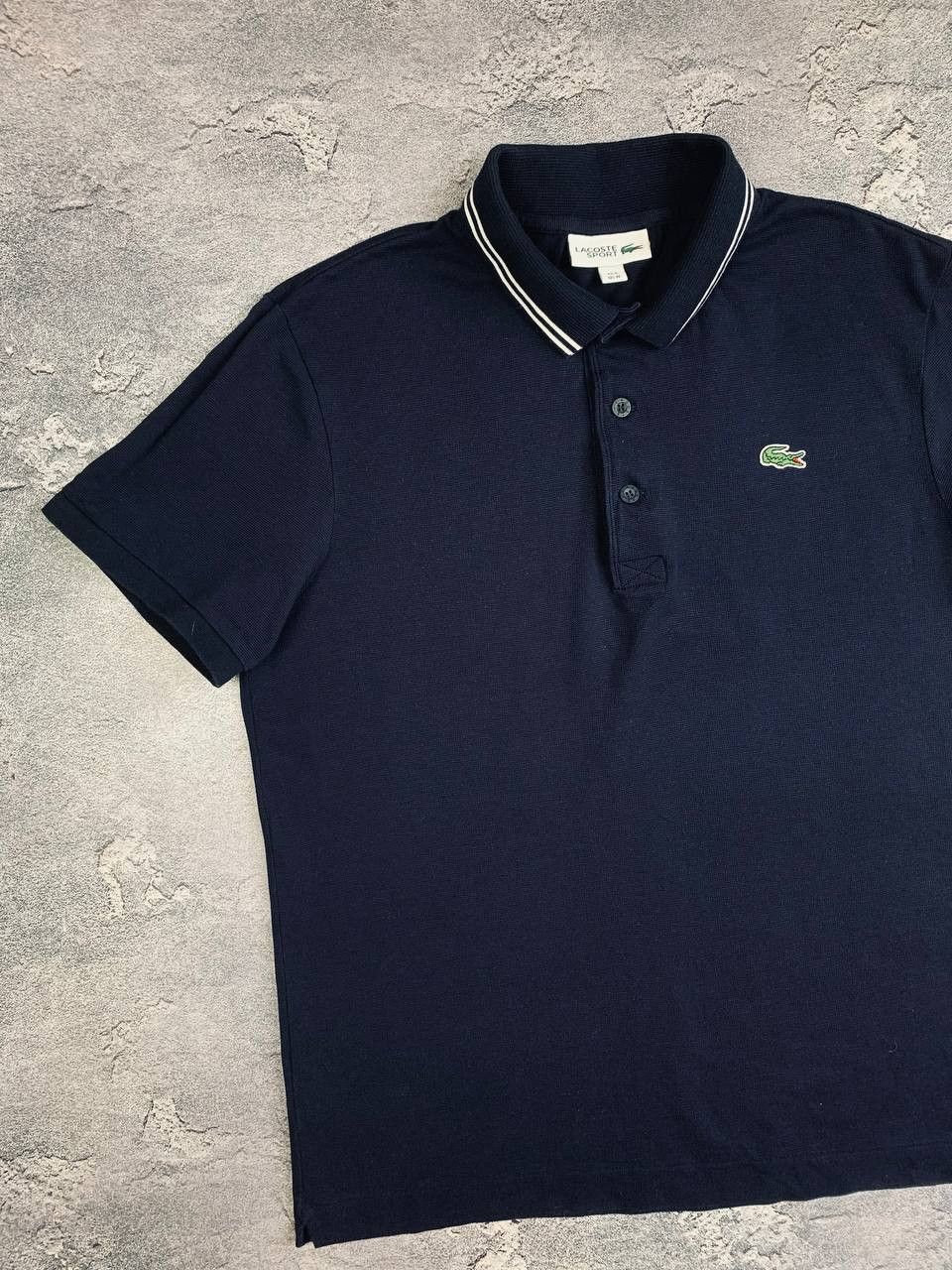 Lacoste Lacoste Sport Men's Navy Blue Polo Shirt White Trim Collar Size US M / EU 48-50 / 2 - 2 Thumbnail