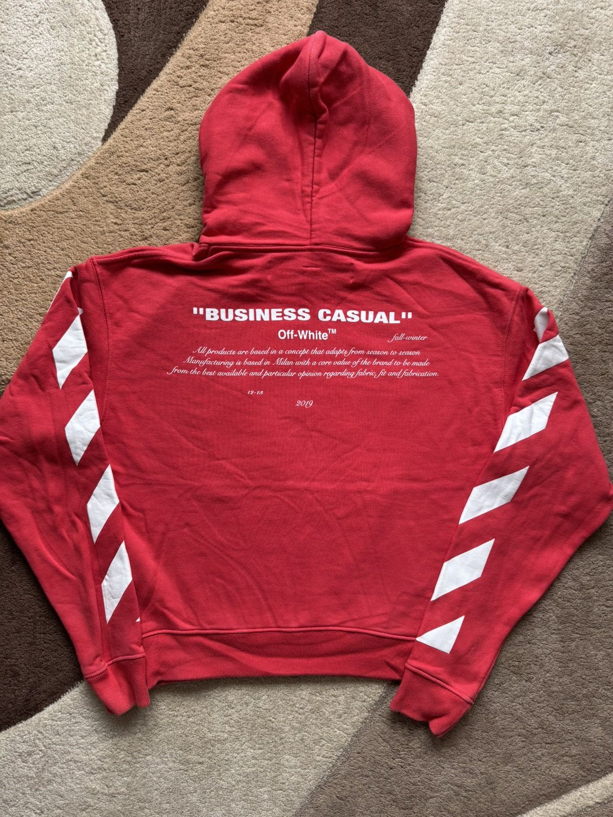 Off-White Cool Off-White Designer Hoodie Printed Red Sweater Bernini Size US XXS / EU 40 - 12 Thumbnail