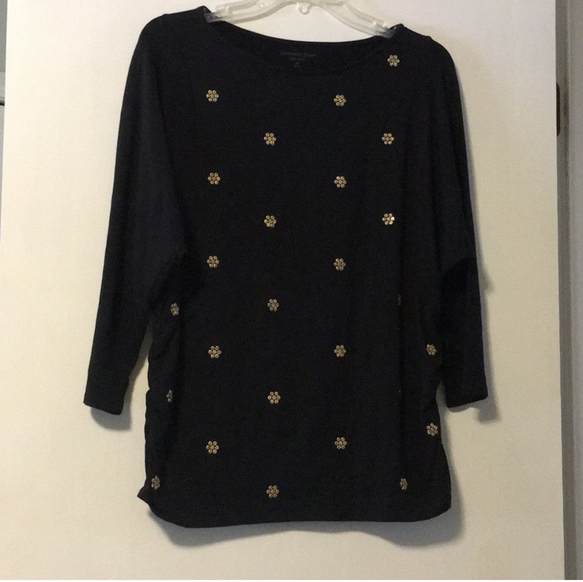 Coldwater Creek Coldwater Creek Black Long Sleeve Top with Gold Accents Size M / US 6-8 / IT 42-44 - 1 Thumbnail