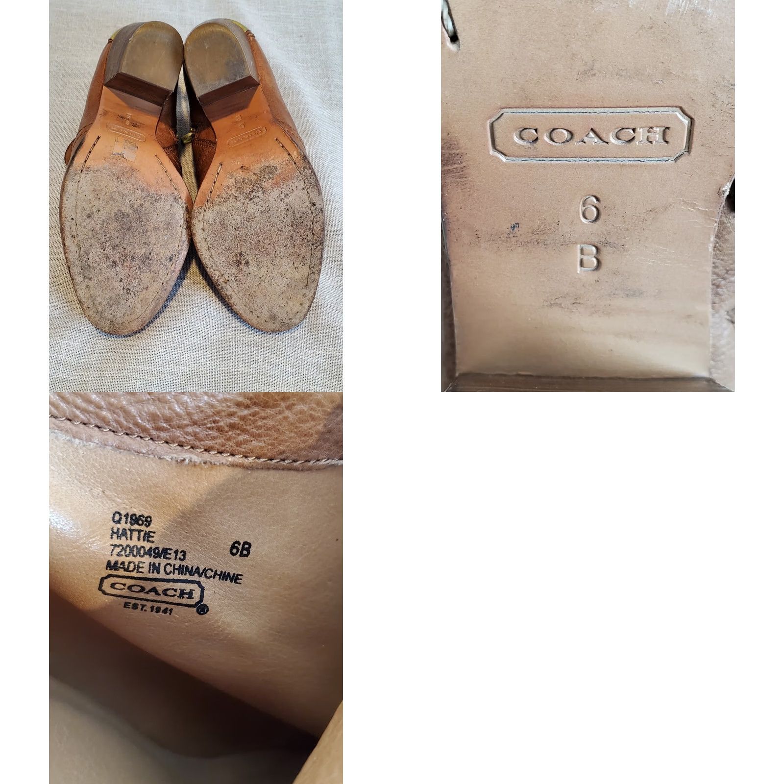 Coach VINTAGE COACH Hattie Brown Safari Leather Ankle Bootie Women's US 6B Block Heel Shoes Size US 6 / IT 36 - 8 Thumbnail