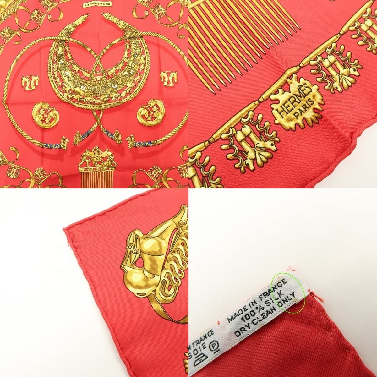 Hermes Hermes Carre 40 Les Cavaliers d'Or Silk Scarf Red Size ONE SIZE - 4 Thumbnail