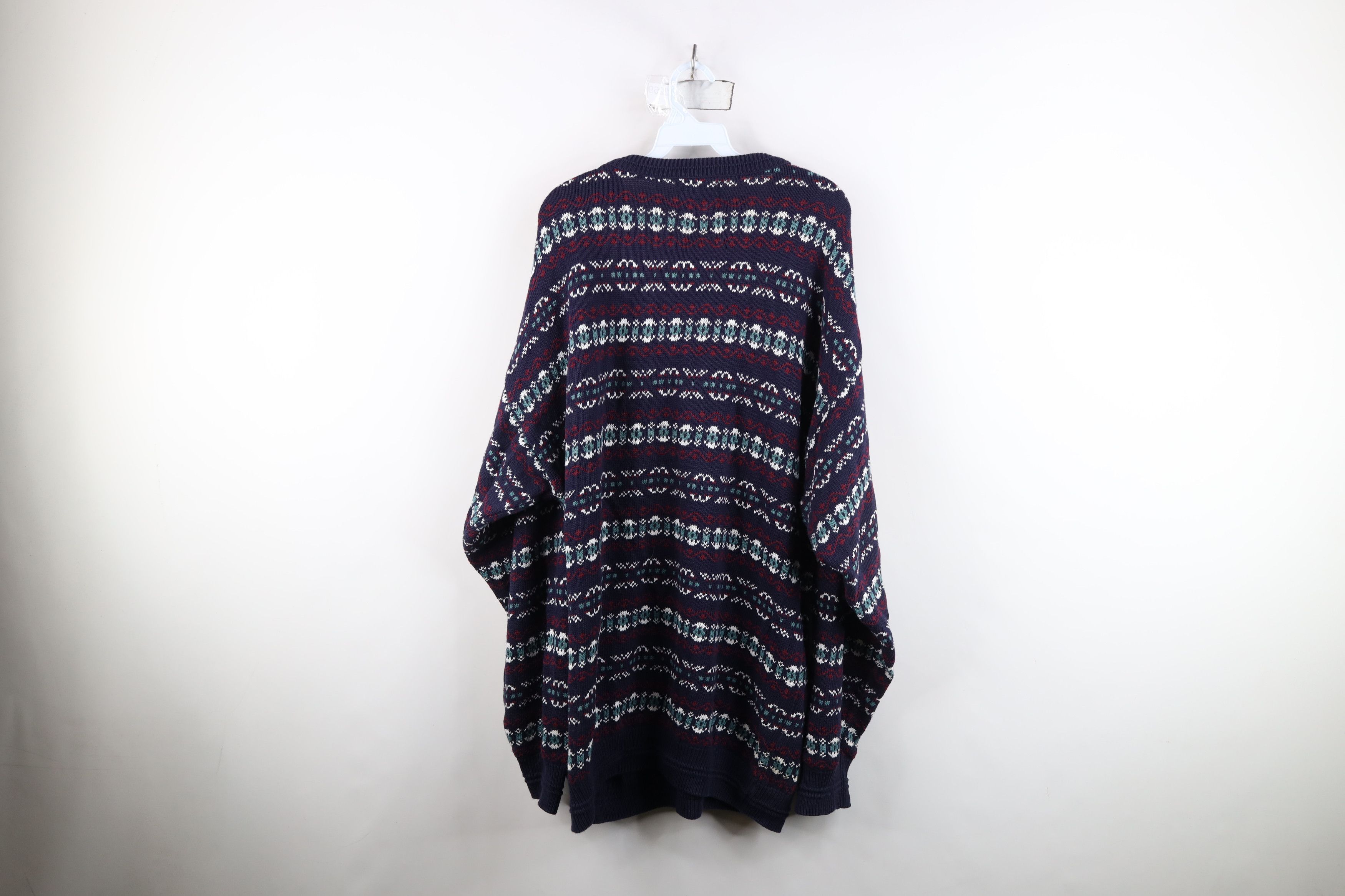Vintage Vintage 90s Streetwear Cotton Fair Isle Knit V-Neck Sweater Size US XXL / EU 58 / 5 - 8 Thumbnail