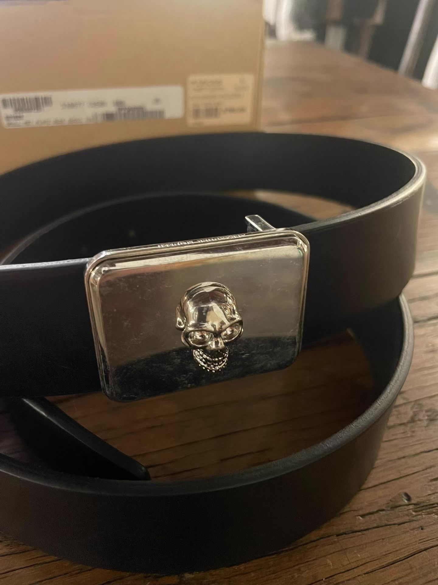 Alexander McQueen Alexander McQueen Black Embossed Silver Skull Belt Ｑ25 Size ONE SIZE - 7 Thumbnail