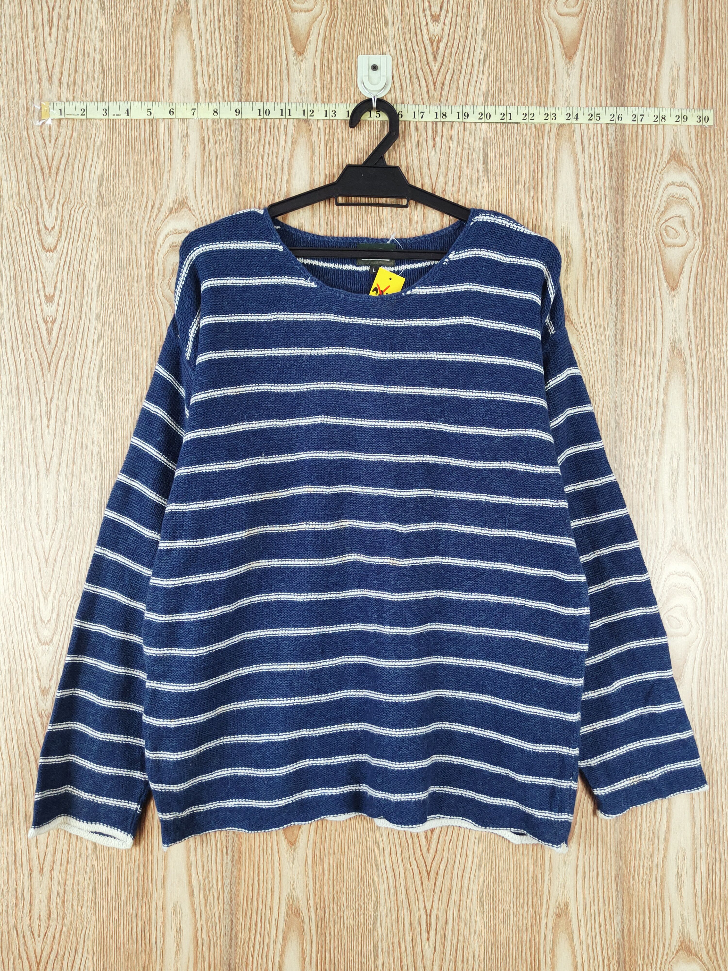 Homespun Knitwear Uniqlo Blue White Stripe Knitwear Long Sleeve T-shirts #W815 Size US L / EU 52-54 / 3 - 1 Thumbnail