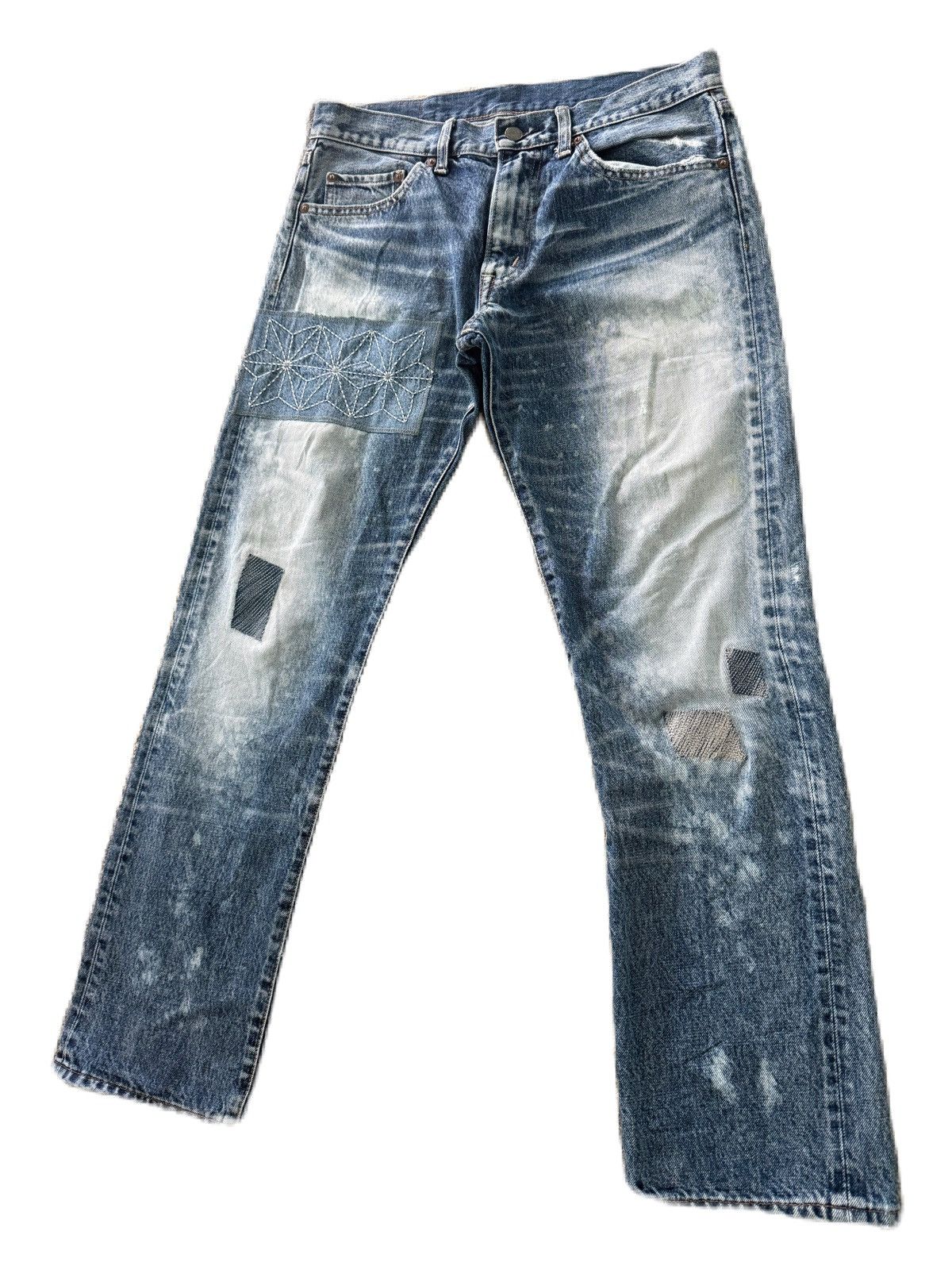 If Six Was Nine Japan Brand RNA Denim Distress Custom Patch Sashiko Style Size US 31 - 4 Thumbnail