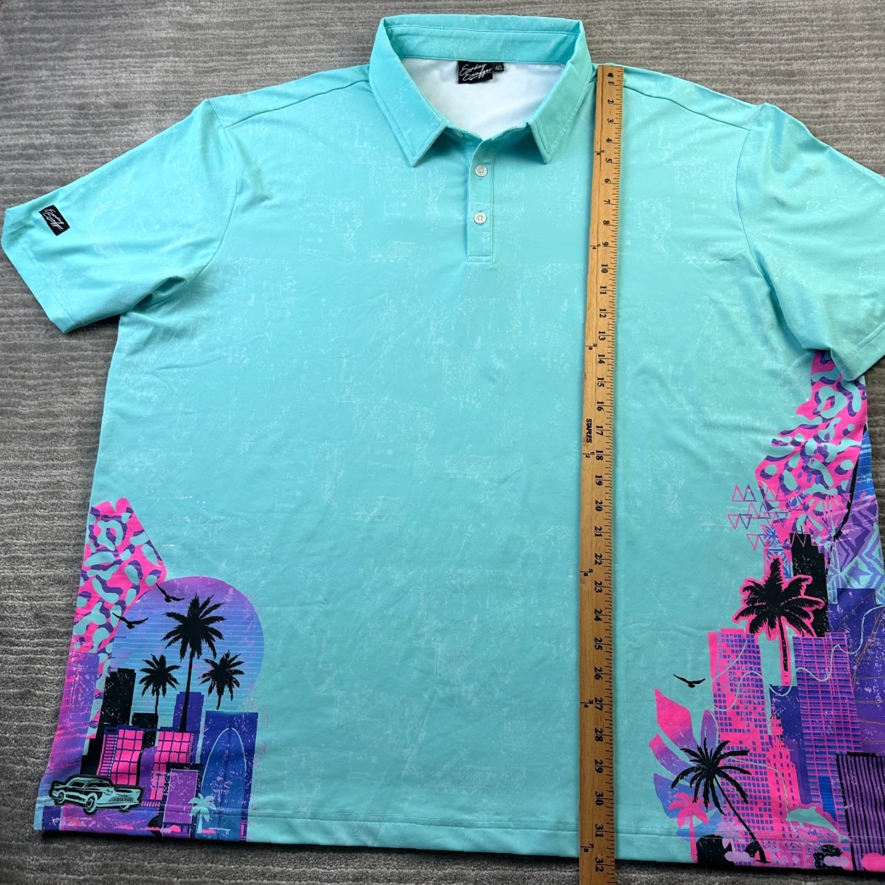 Vintage Sunday Swagger Polo Shirt Mens 4XL Green All Over Print Floral Golf Shirt Polo Size US XXL / EU 58 / 5 - 7 Thumbnail