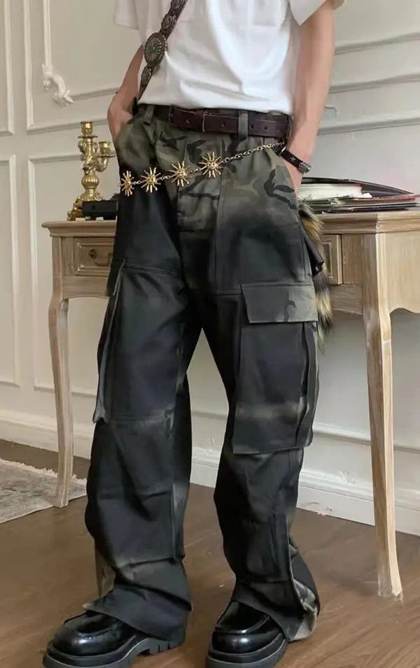 VIBE Gradient Camo Spray Dye Dirty Punk Rock Trousers Size US 32 / EU 48 - 3 Thumbnail