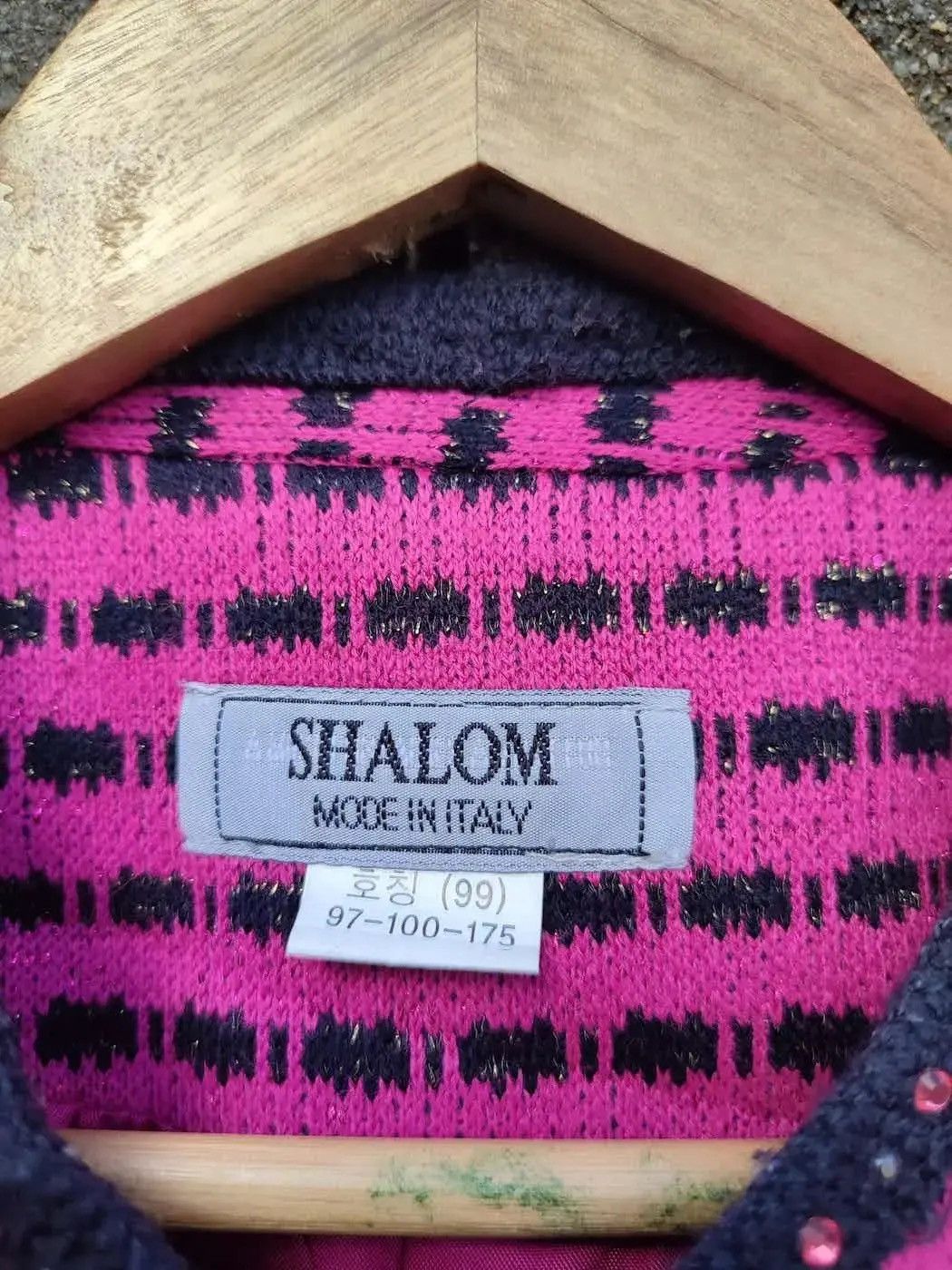 Vintage Shalom Made in Italy Vintage Knit Jacket Pink Black Pattern Size M / US 6-8 / IT 42-44 - 7 Thumbnail