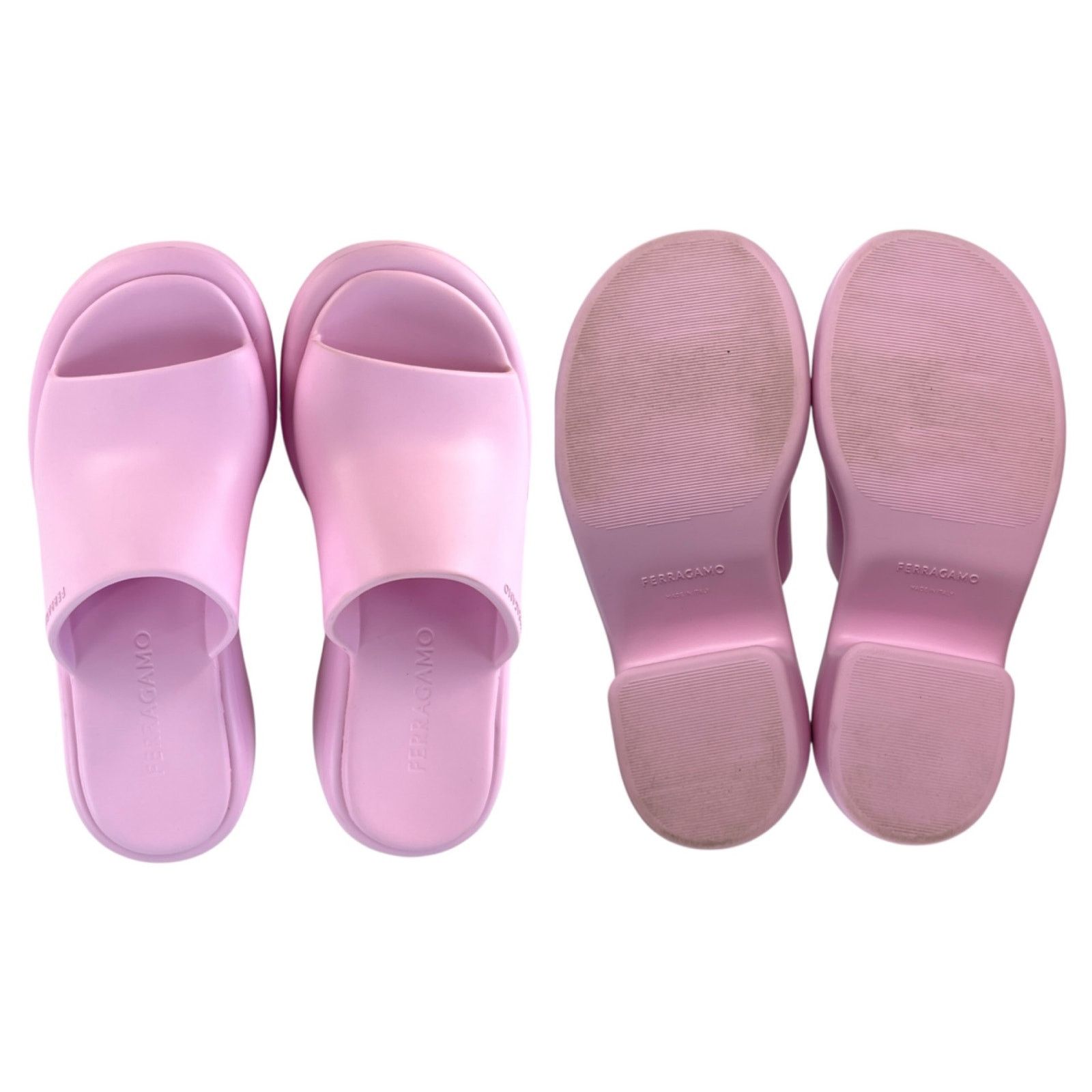 Salvatore Ferragamo Ferragamo Pink Rubber Platform Sandals Size US 7 / EU 40 - 5 Thumbnail