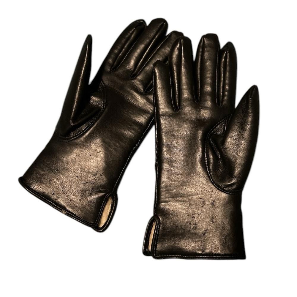 Designer Women's Black Leather Gloves Size ONE SIZE - 1 Thumbnail