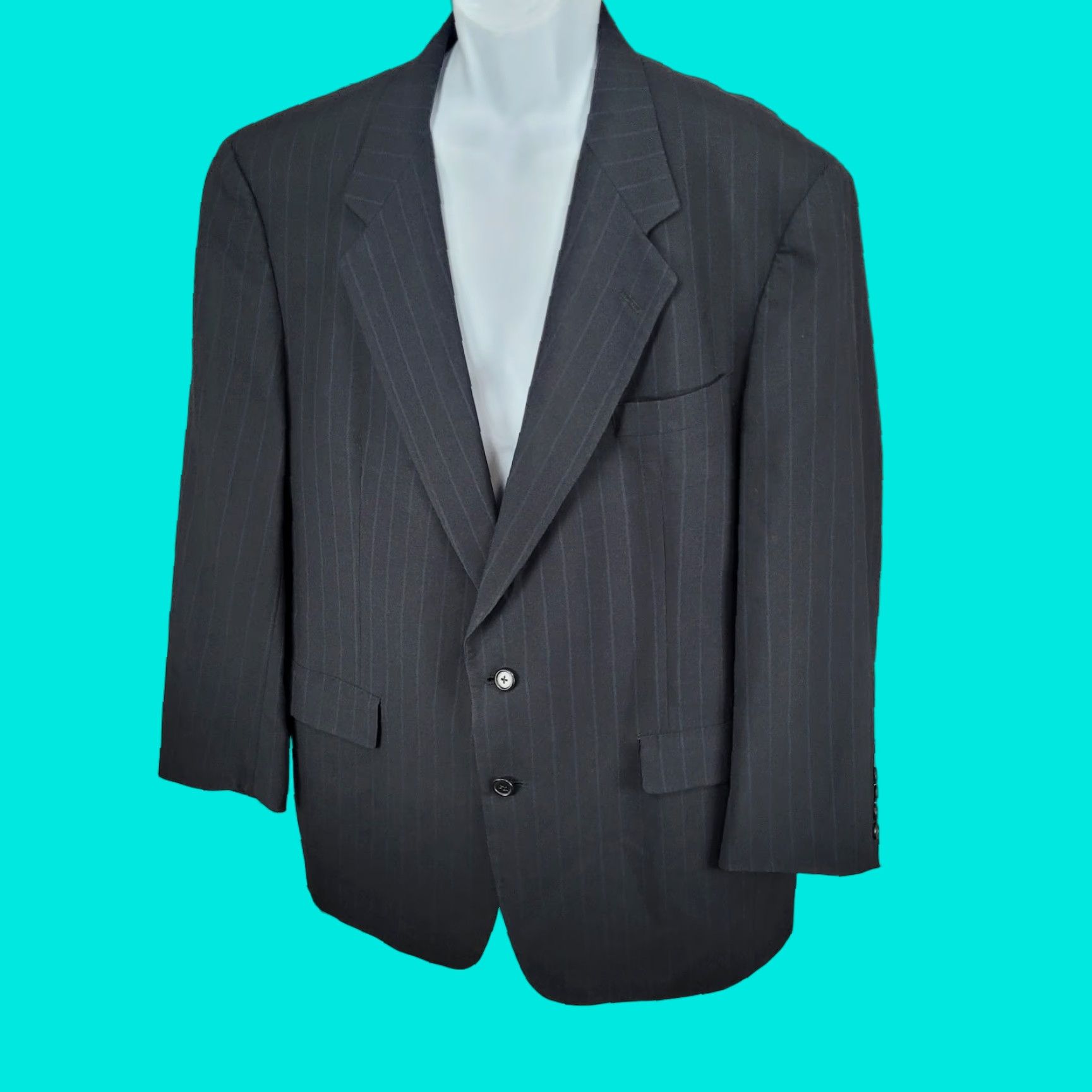Hart Schaffner Marx Hart Schaffner Marx Blazer Jacket Men 44R Wool Black Notch Single-Breasted Two-Button 100% Wool USA Regular Vintage? Size 44R - 1 Thumbnail