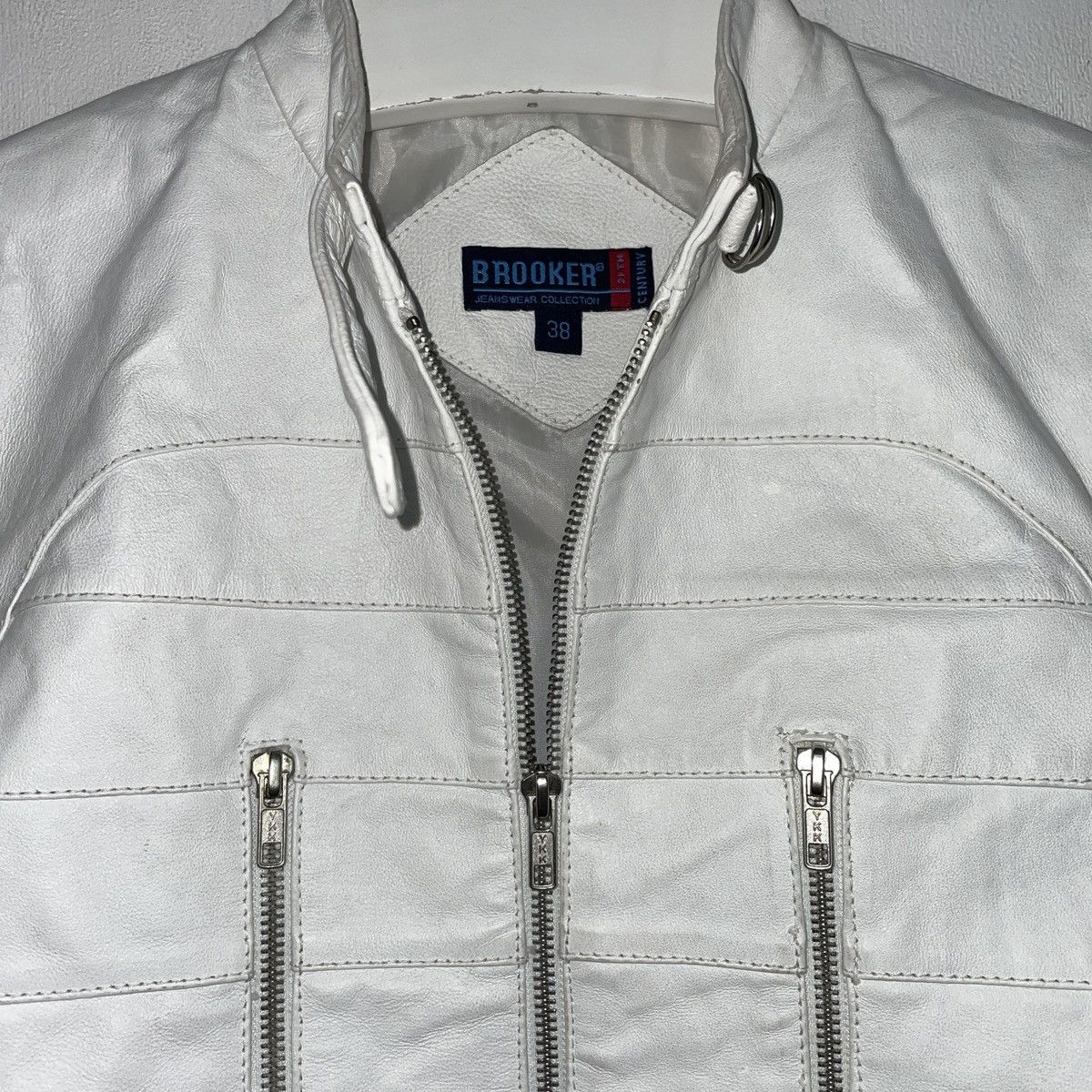 Vintage Vintage White Zip Leather Jacket Size S / US 4 / IT 40 - 7 Thumbnail