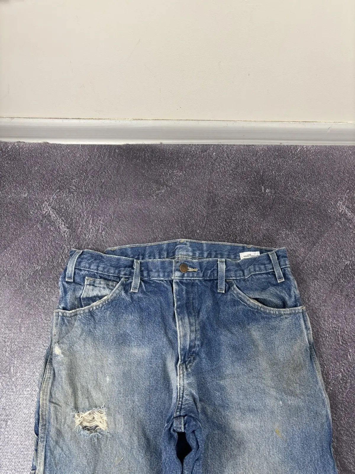 Dickies × Vintage Vintage Dickies Y2K Faded Blue Denim Work Baggy Jeans Size US 33 - 8 Thumbnail