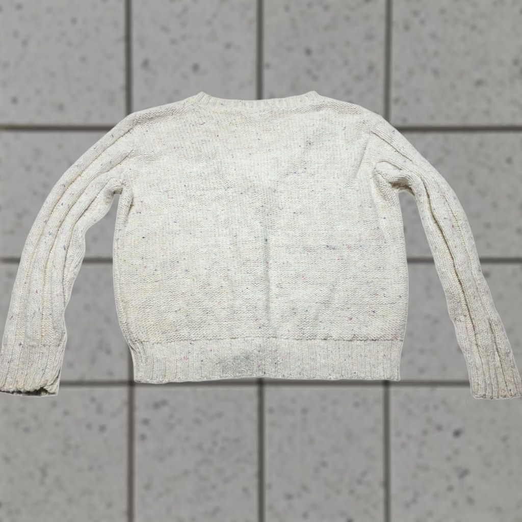 Vintage VINTAGE Avon Fashions Women's Knitted Sweater Cardigan 80s Small Floral Cream Puff Sleeve V-Neck Long Sleeve Button-up Size S / US 4 / IT 40 - 1 Thumbnail