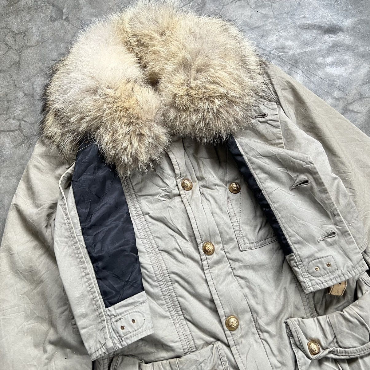 Le Grande Bleu (L.G.B.) 2000s Moussy Apocalyps Style Trim Racoon Fur Jacket Size US S / EU 44-46 / 1 - 4 Thumbnail
