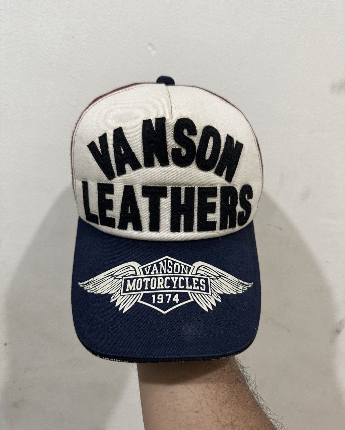 Vanson Leathers VTG Full Embroidery Vanson Distress Trucker Hat Size ONE SIZE - 2 Thumbnail