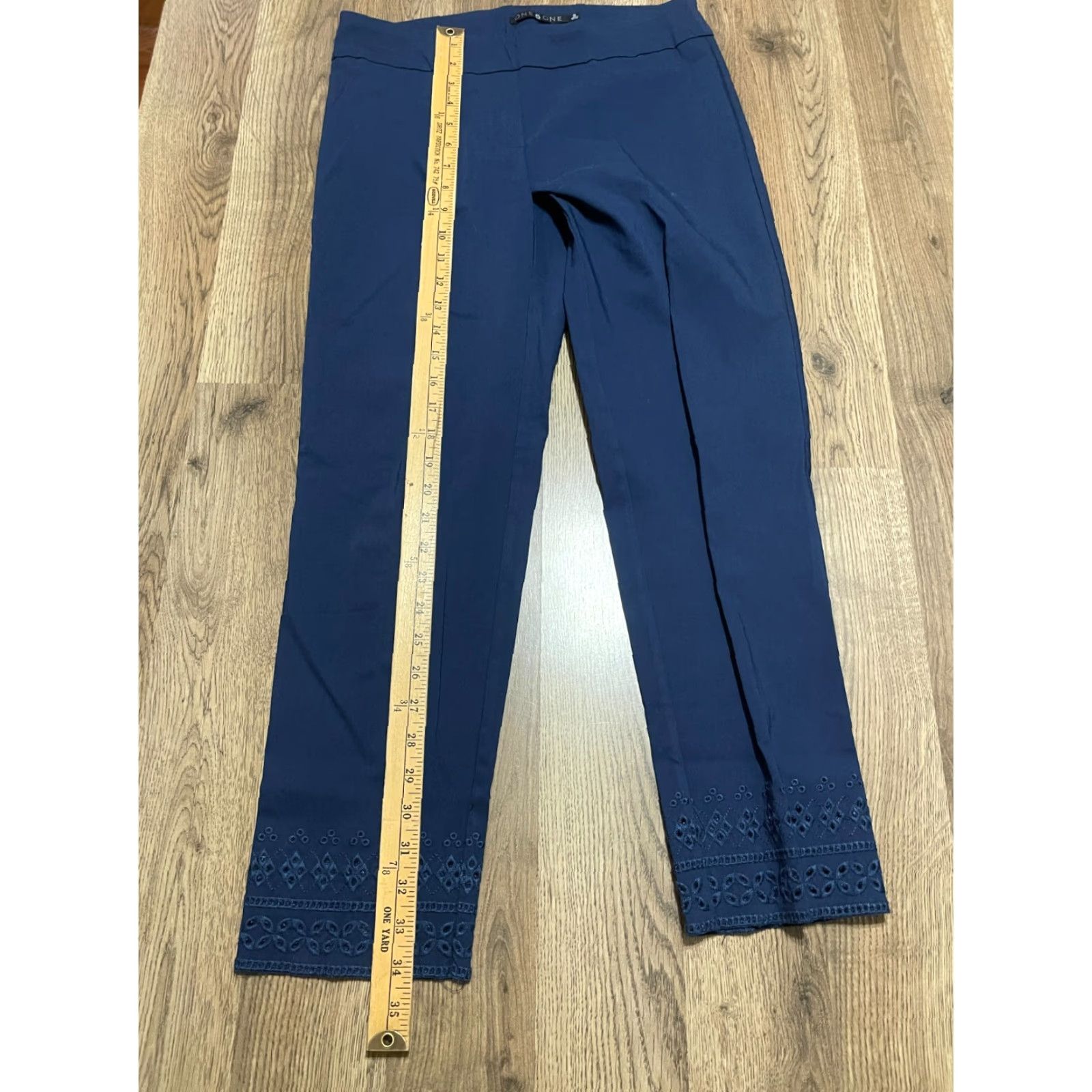 Vintage One 5 One Pants Women's Size 6 Blue Pull On Straight Leg Eyelet Hem Size 28" / US 6 / IT 42 - 7 Thumbnail