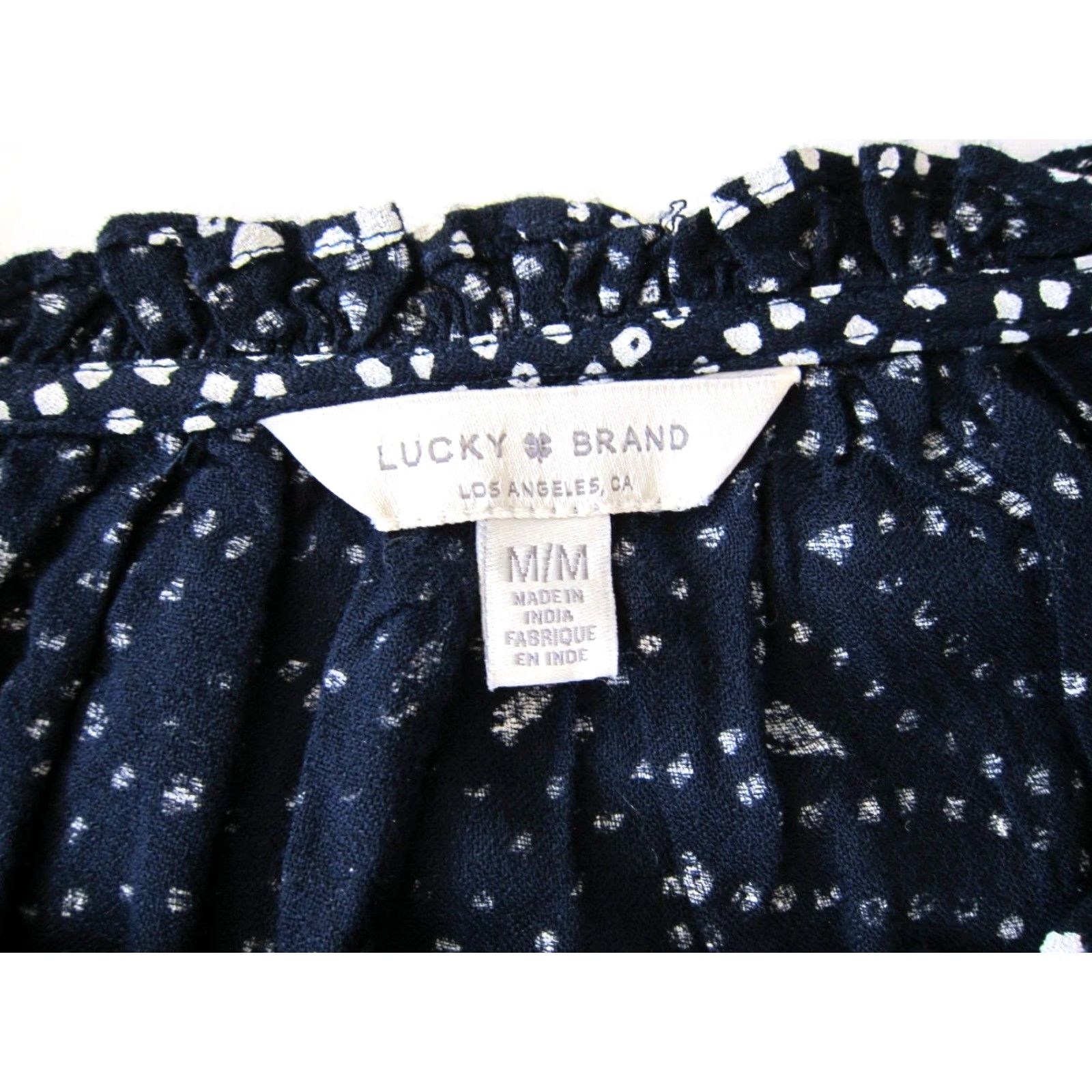 Lucky Brand Lucky Brand Blouse Shirt M Blue Polka Dot Long Sleeve Round Neck Women Size M / US 6-8 / IT 42-44 - 4 Thumbnail