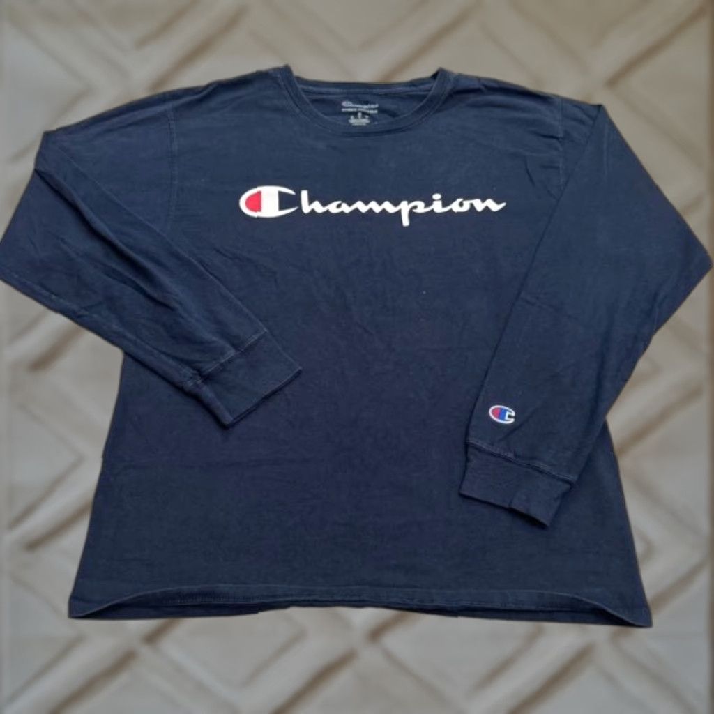 Champion Champion Men's Long Sleeve T-Shirt Navy Blue Crew Neck Casual Activewear Medium Size US M / EU 48-50 / 2 - 1 Thumbnail