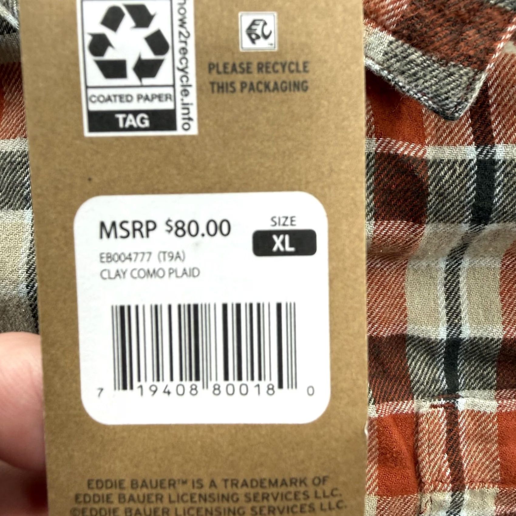 Eddie Bauer Eddie Bauer Shirt Mens XL Orange Clay Plaid Flannel Long Sleeve Button Up Size US XL / EU 56 / 4 - 5 Thumbnail