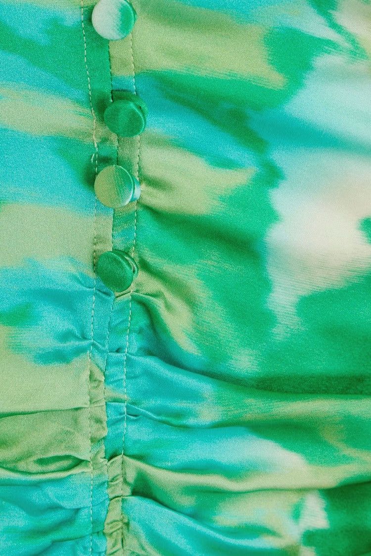 Ganni GANNI Ruched printed silk-blend satin mini dress Green Size M / US 6-8 / IT 42-44 - 4 Thumbnail