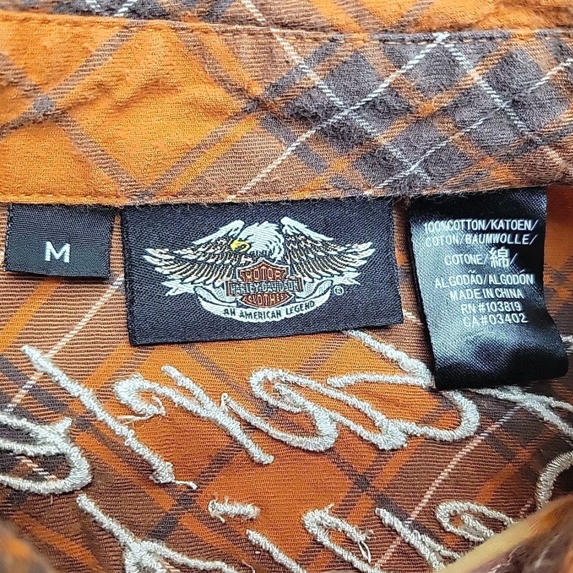 Harley Davidson VINTAGE Harley-Davidson Shirt Women M Orange Plaid Pearl Snap Western Cowboy Casual Size M / US 6-8 / IT 42-44 - 4 Thumbnail