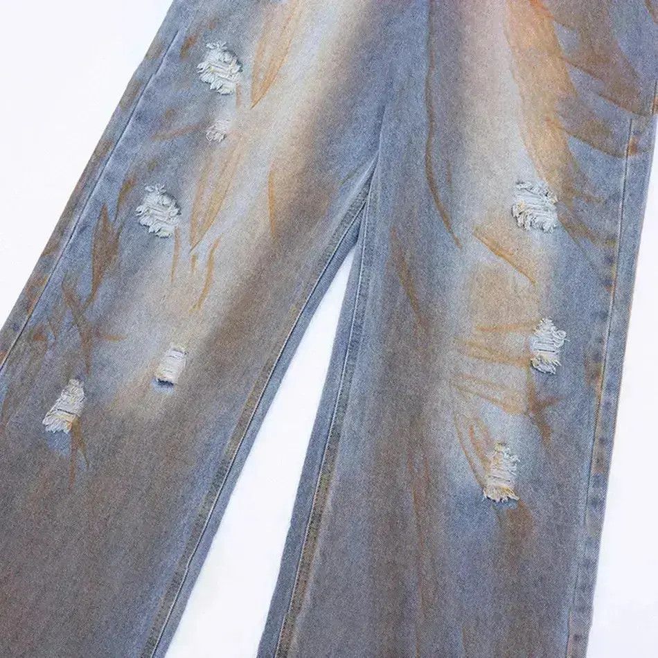 Japanese Brand Vintage Hip Hop Ripped Jeans Men Distressed Print Denim Pant Size US 30 / EU 46 - 6 Thumbnail