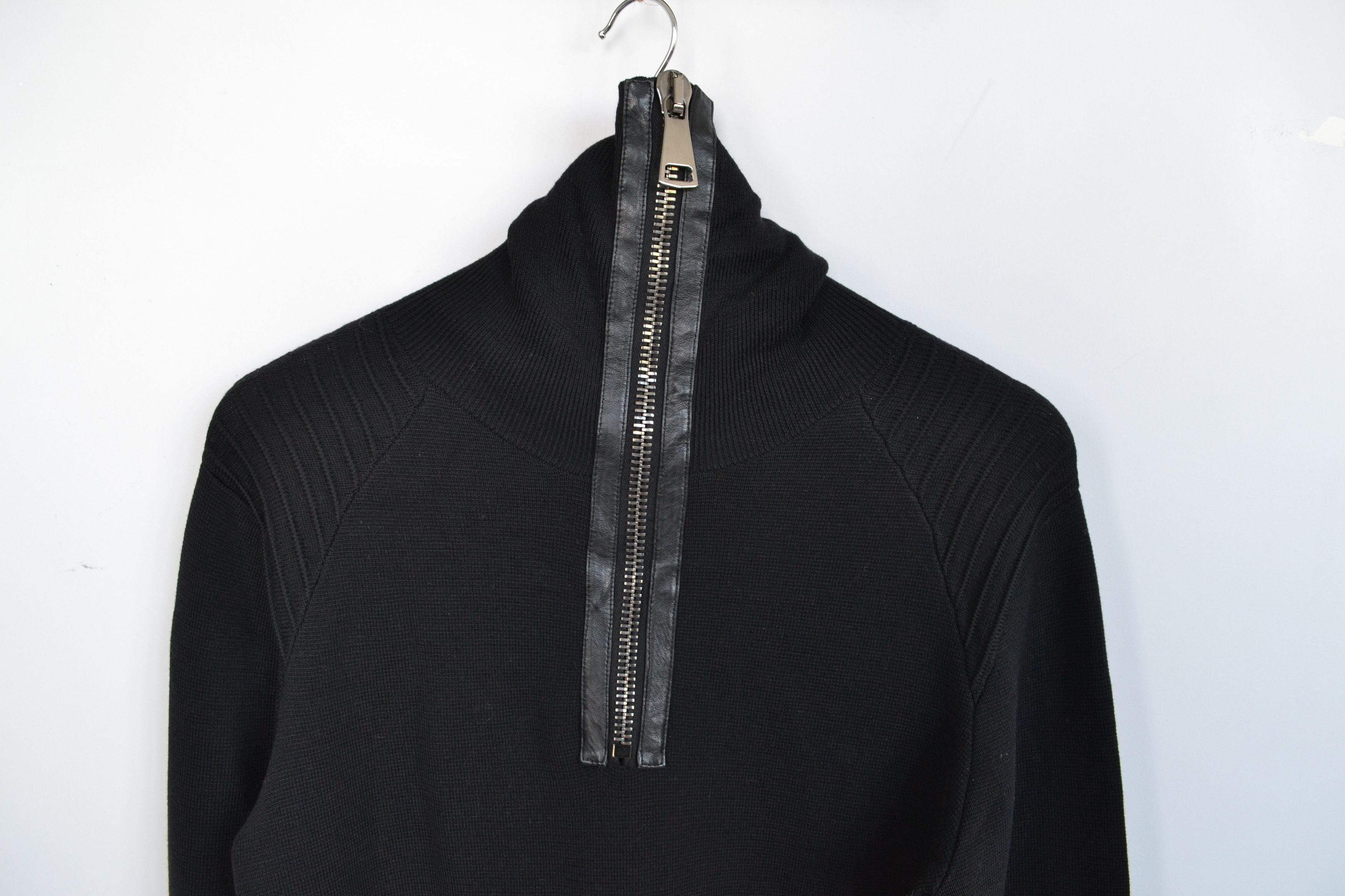 Les Hommes LES HOMMES Sweater Wool Knit Zip Metal Jumper Leather Size US M / EU 48-50 / 2 - 4 Thumbnail