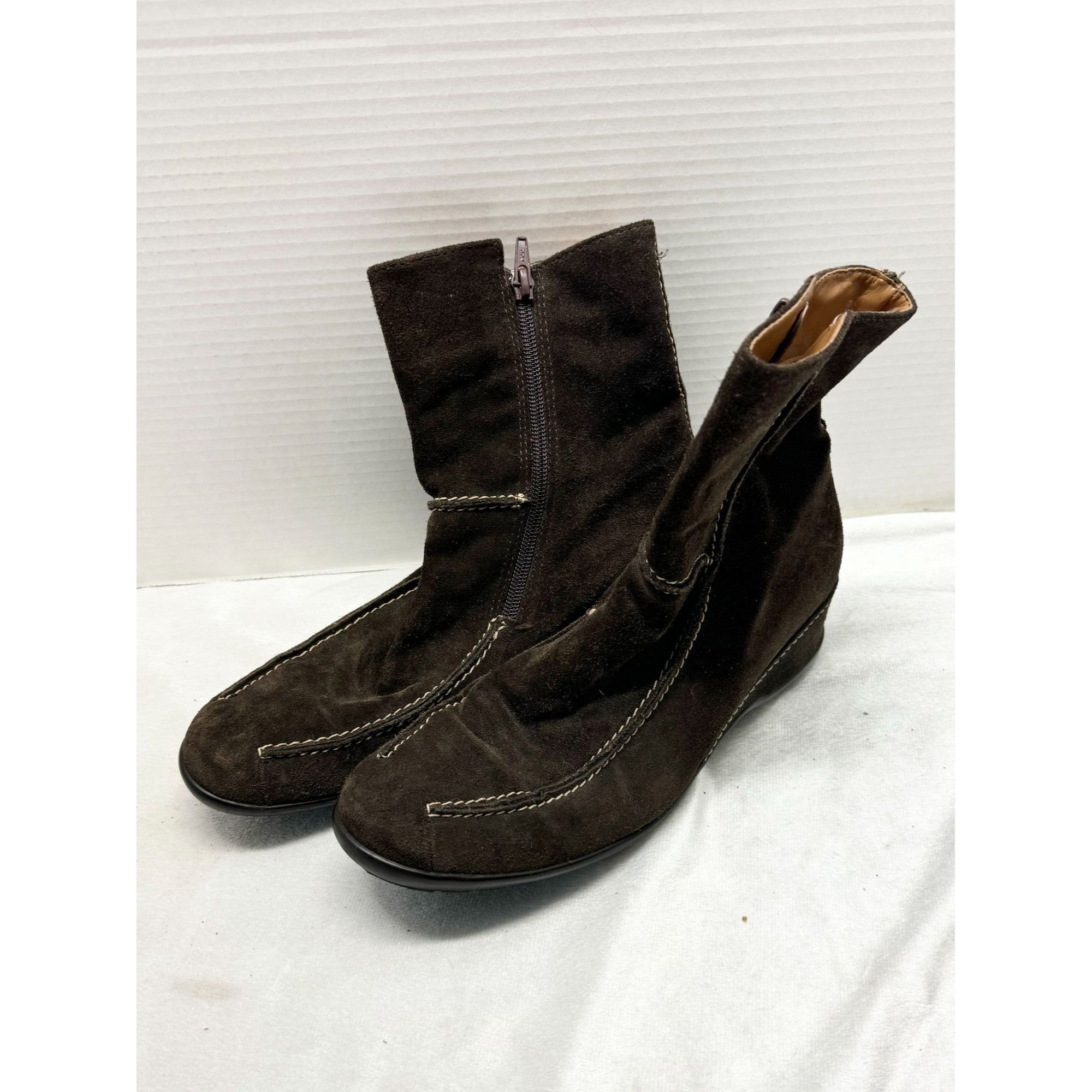 Vintage BERNIE MEV Brown Suede Platform Wedge Bootie Boots EU 41 US Size US 10 / IT 40 - 5 Thumbnail