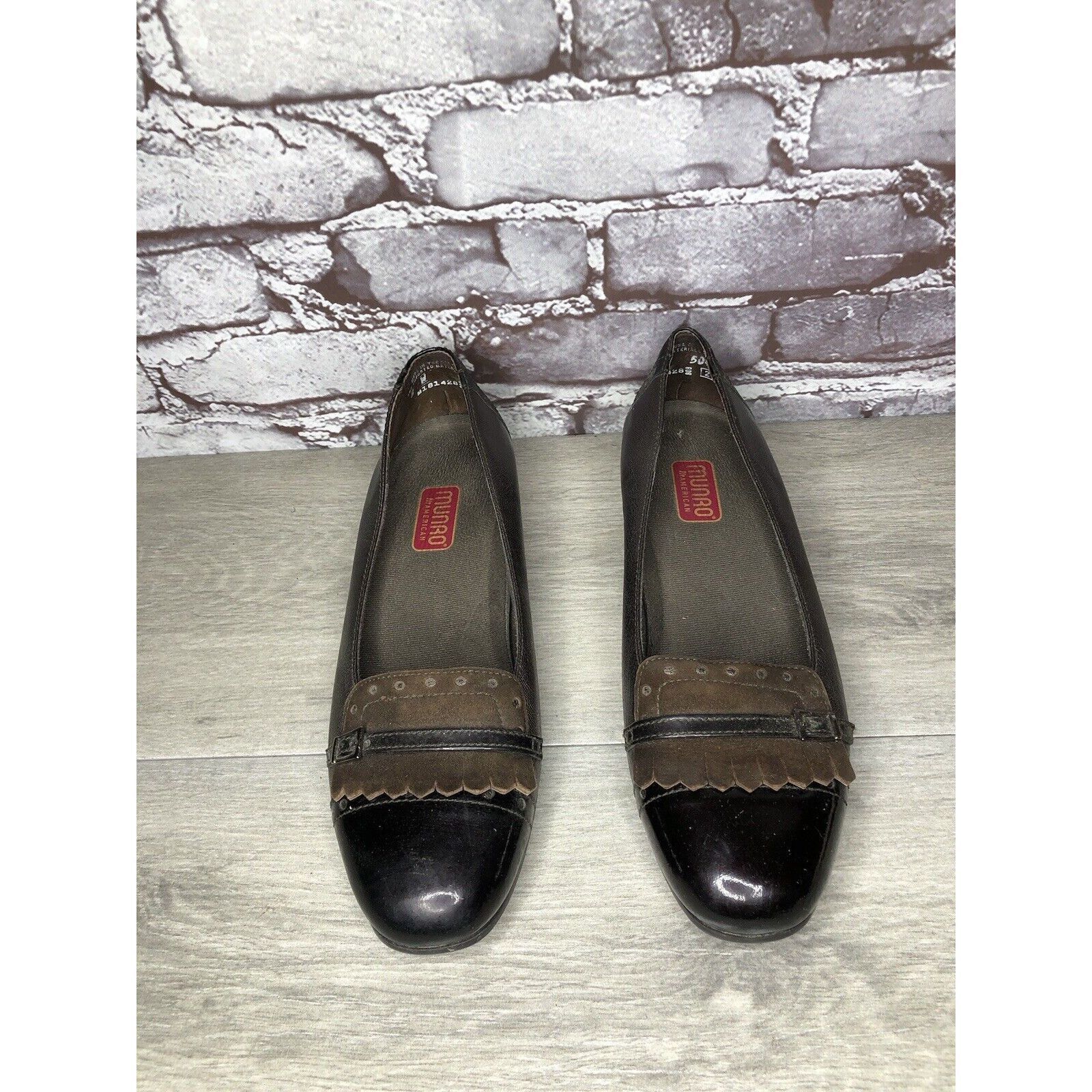 Other Munro Womens Morgan Brown Bronze Leather Kiltie Slip-On Flat Size US 8 / IT 38 - 3 Thumbnail