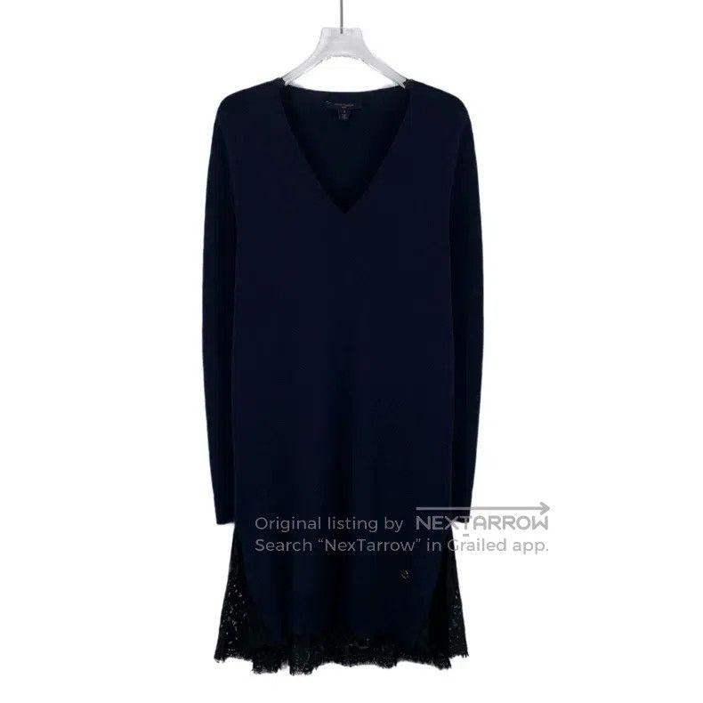 Louis Vuitton Louis Vuitton Dark Blue Logo Wool V-Neck Long Sleeve Lace Size S / US 4 / IT 40 - 1 Thumbnail