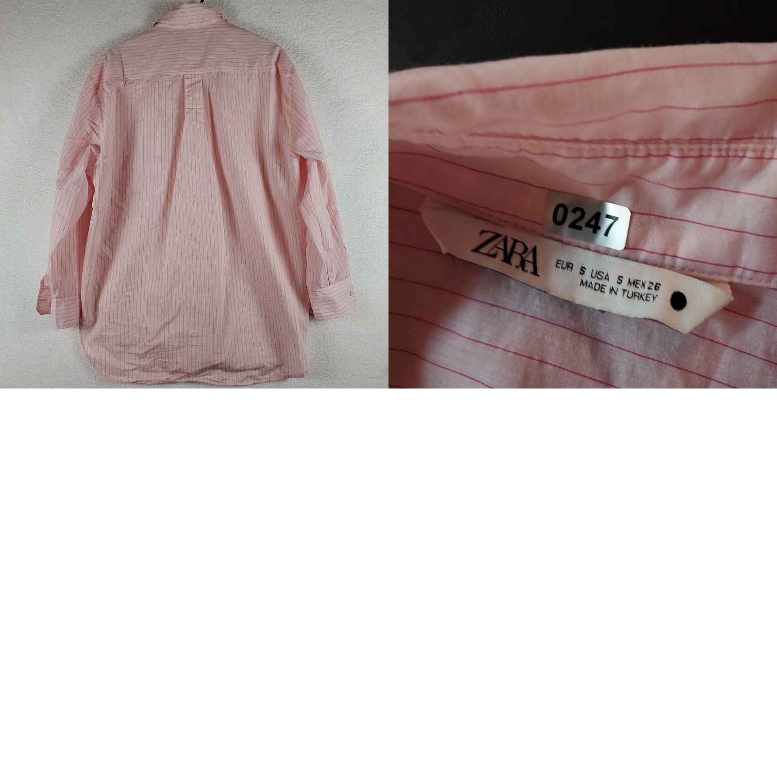 Zara VINTAGE? No — Zara Shirt Women’s Button Down Small Pink Red Stripe Long Sleeve Relaxed Fit Size S / US 4 / IT 40 - 8 Thumbnail