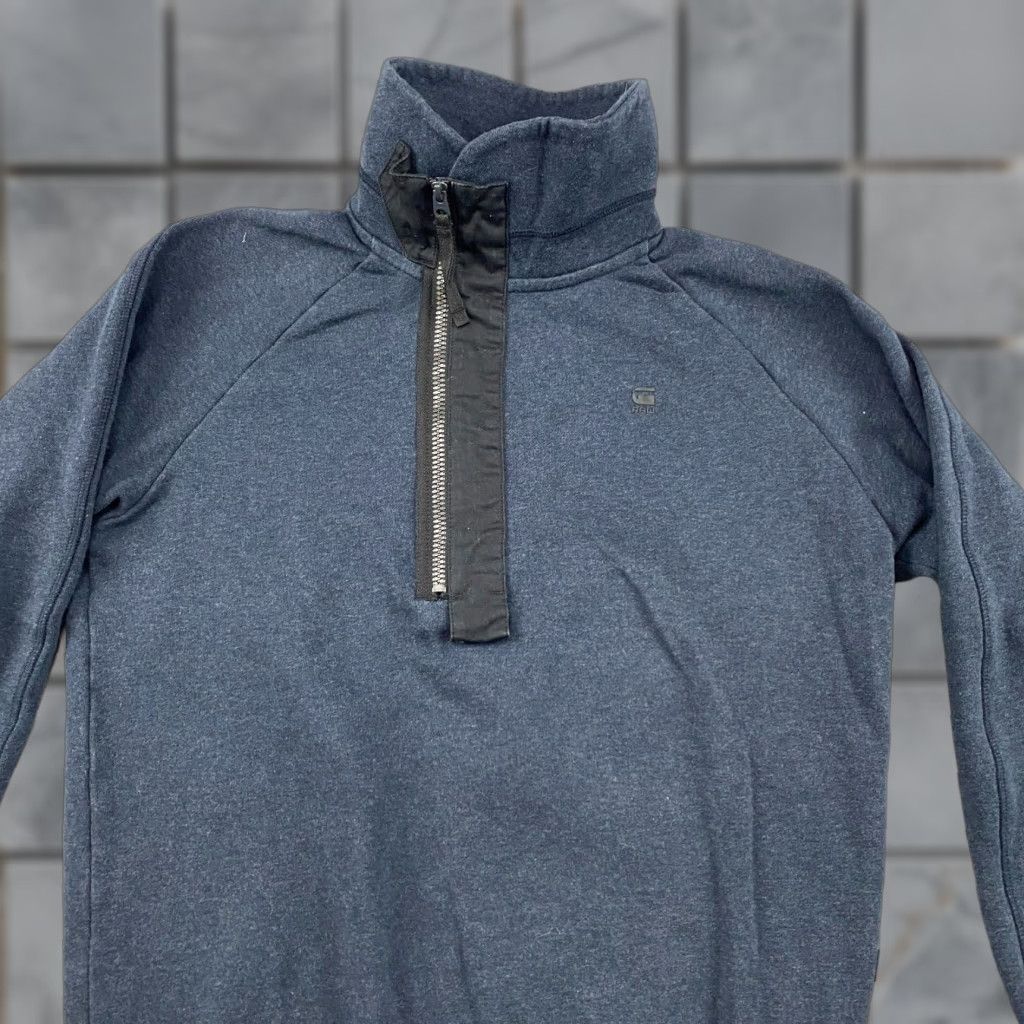 Vintage G Star Raw Sweater Men M Blue 1/2 Zip Pullover Mock Neck Fleece Long Sleeve Pullover Casual Men Blue 1/2 Zip Zipper Logo 1990s? Size US M / EU 48-50 / 2 - 1 Thumbnail