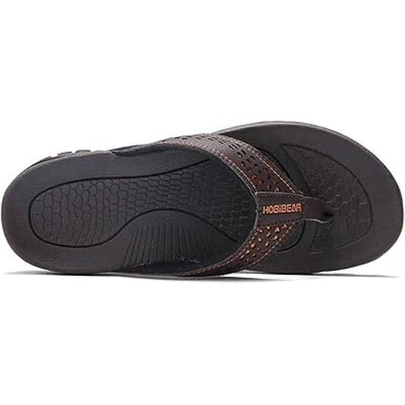Other Hobibear Men's Size 14 Brown Orange Faux Leather Flip Flops Size US 14 / EU 47 - 5 Thumbnail