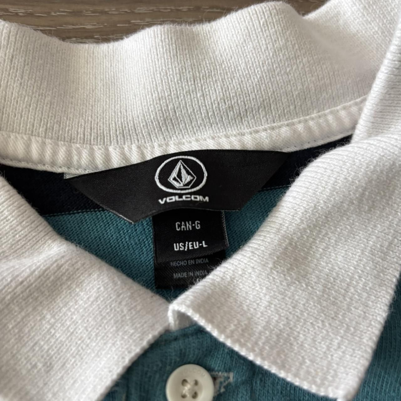 Volcom Crazy Vintage Y2K/2000s Brown Blue Striped Rugby Polo Shirt! Size L Size US L / EU 52-54 / 3 - 4 Thumbnail