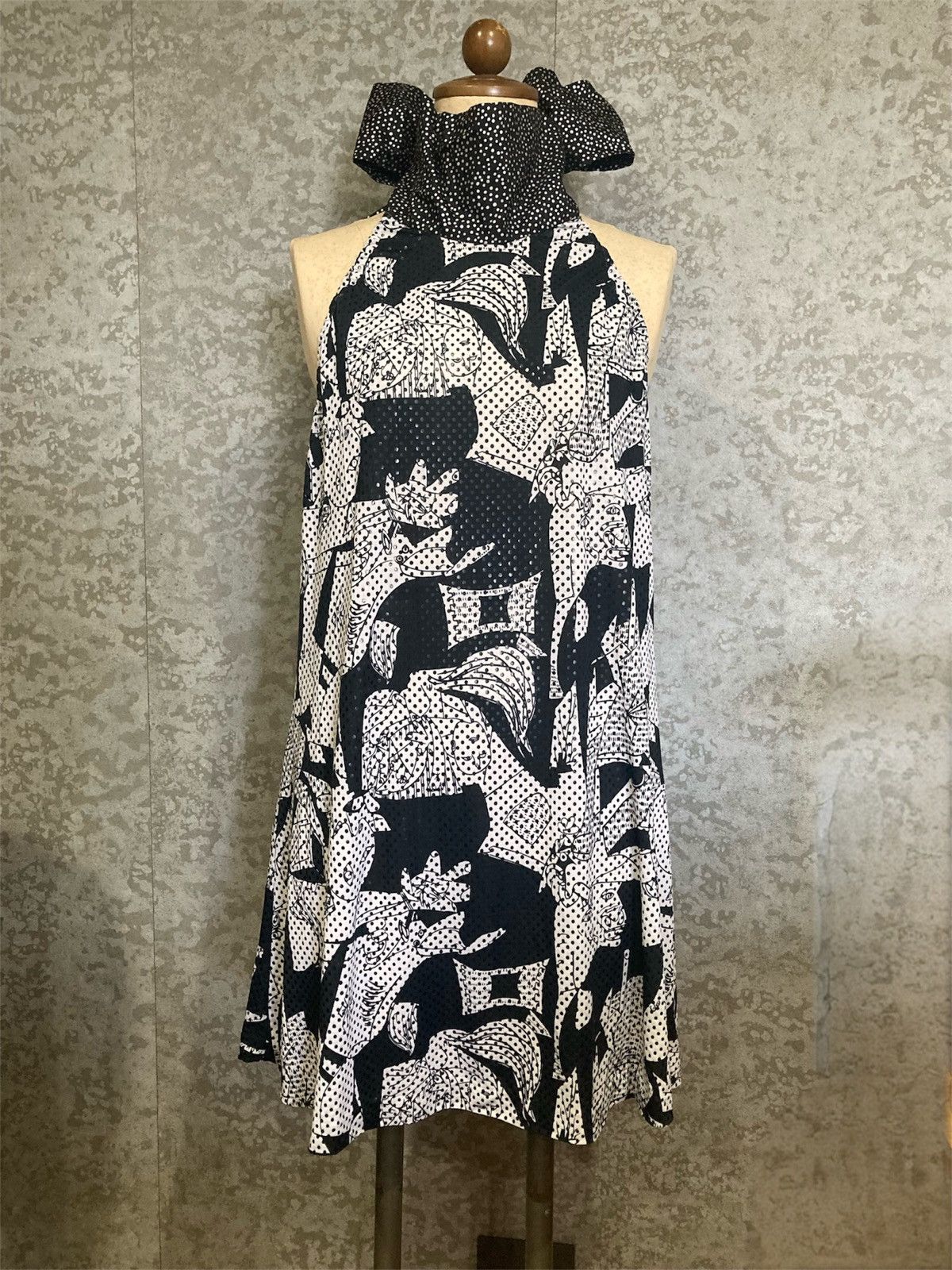 Japanese Brand 2000s Runway Graphic Halter Dress / Fairy Grunge Archive Size S / US 4 / IT 40 - 2 Thumbnail