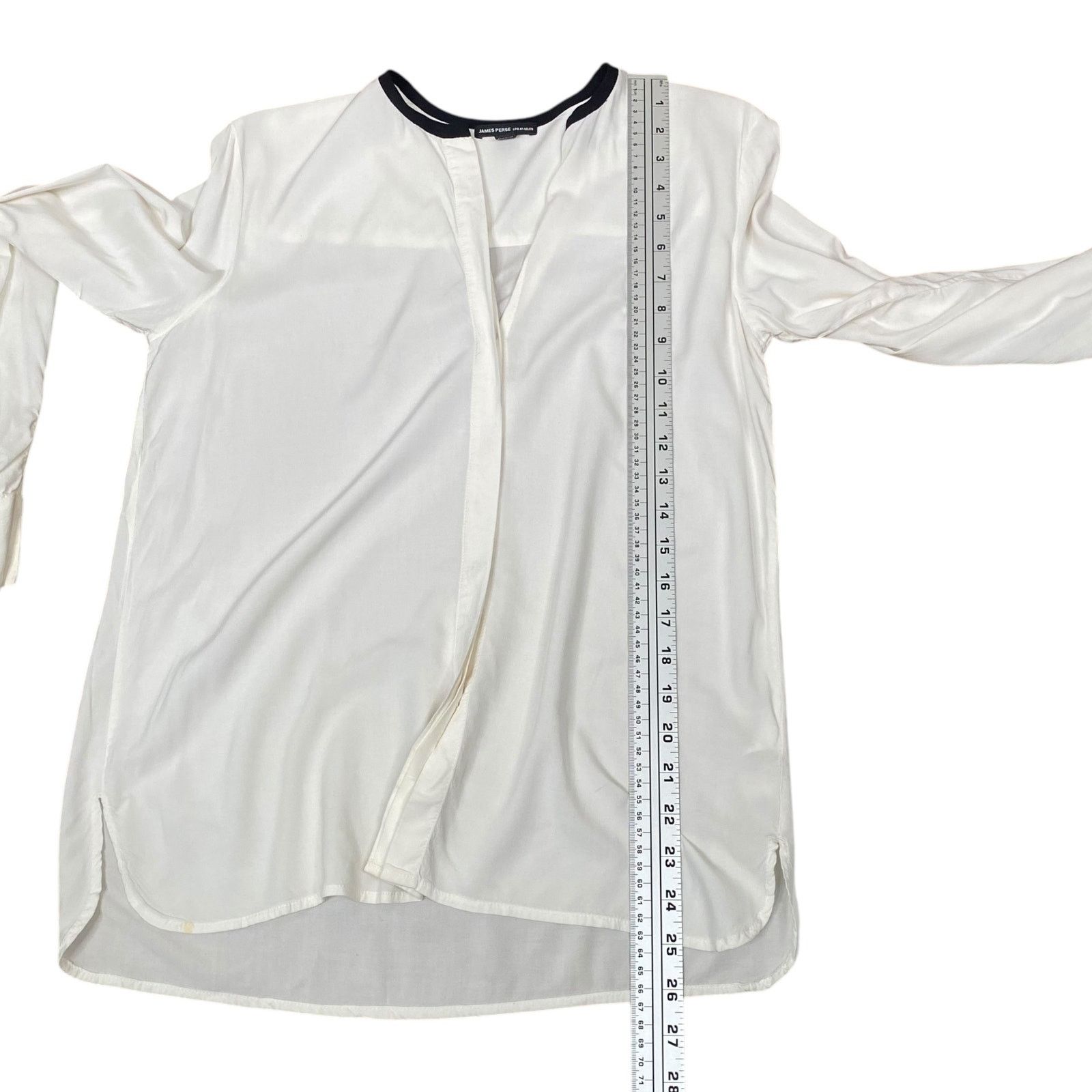 James Perse James Perse White Black Trim Collar Button Down Shirt SZ M Size M / US 6-8 / IT 42-44 - 11 Thumbnail