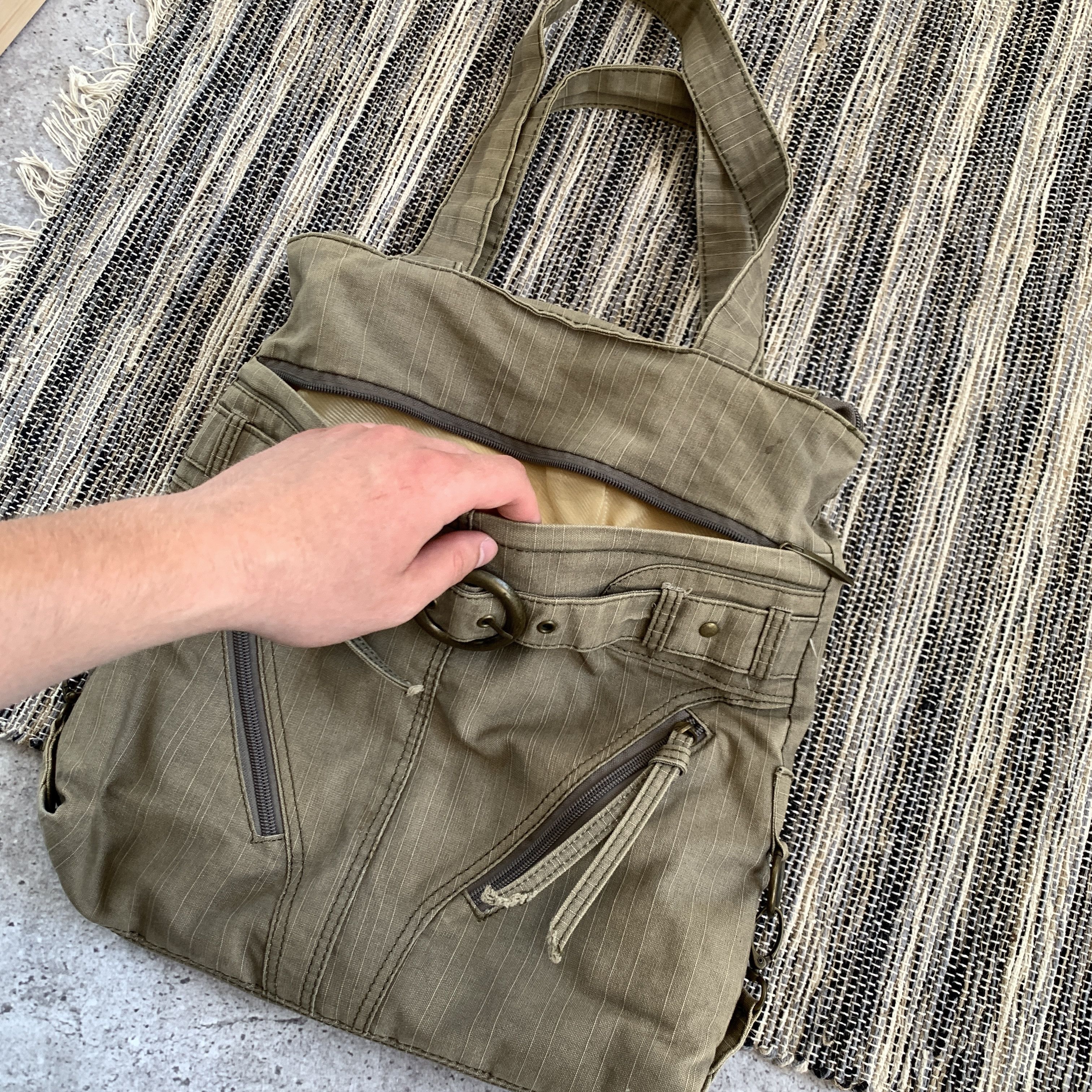 Vintage Vintage Y2K Khaki Millitary Shoulder Handle Avantgarde Bag Size ONE SIZE - 9 Thumbnail
