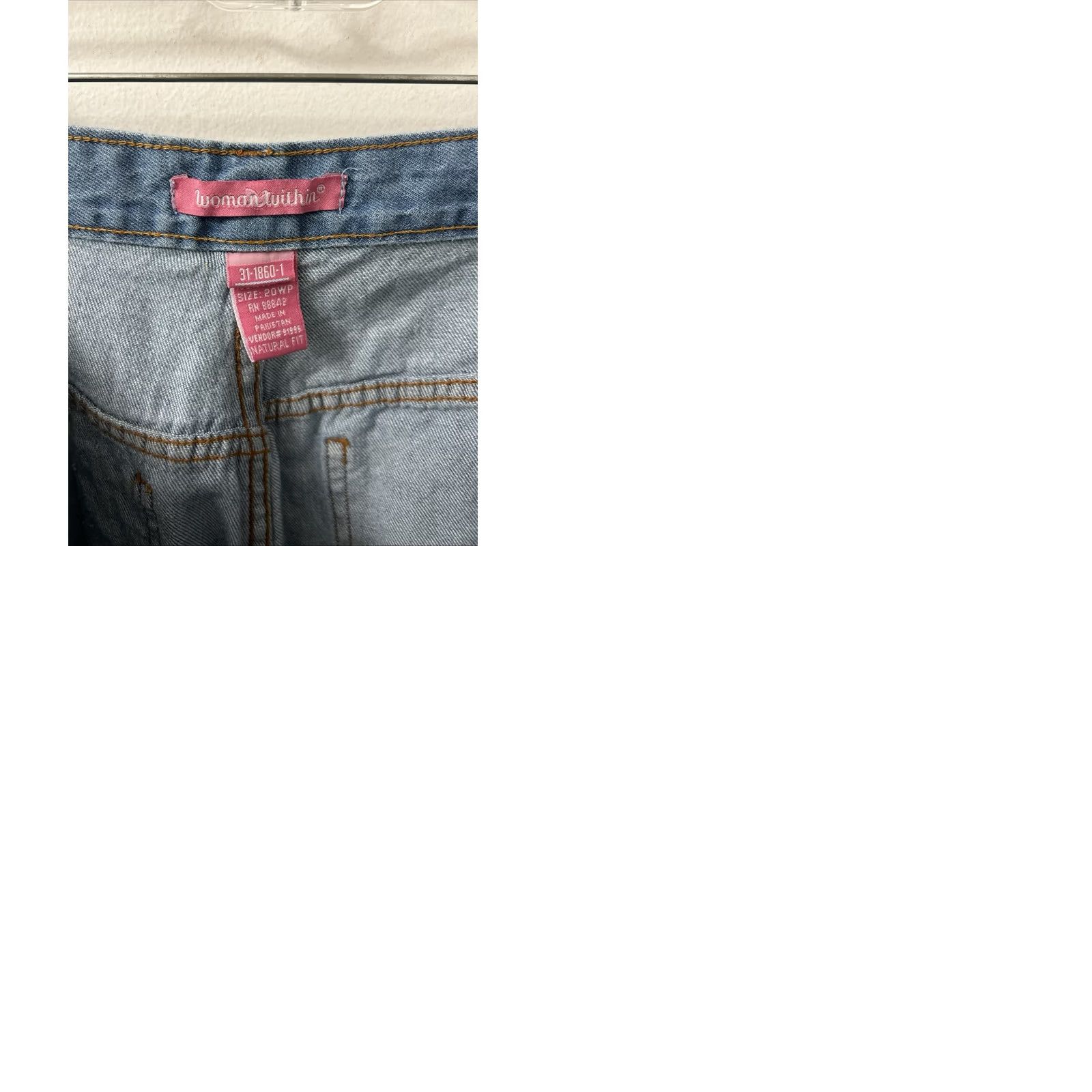 Vintage VINTAGE Woman Within Jeans Womens 20x28 Blue Wash Natural Fit Straight Leg Denim NWT Size 42" / US 20 - 9 Thumbnail