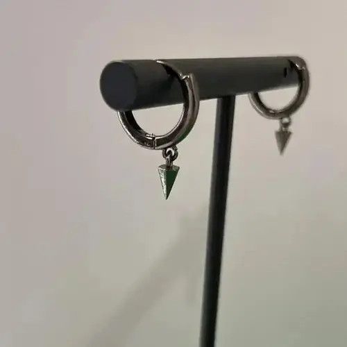 Homemade × Other × Sterling Silver Tiny Geometric Triangle Cone Dangle Drop Earrings for Men Size ONE SIZE - 4 Thumbnail