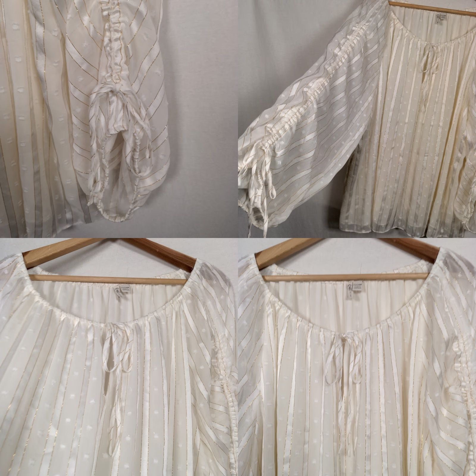 Vintage VINTAGE Cato Blouse Shirt Plus Size 22/24 Ivory Boho Renaissance Smocked Off-the-Shoulder Long Balloon Sleeve Ladies Size 3XL / US 20-22 - 9 Thumbnail